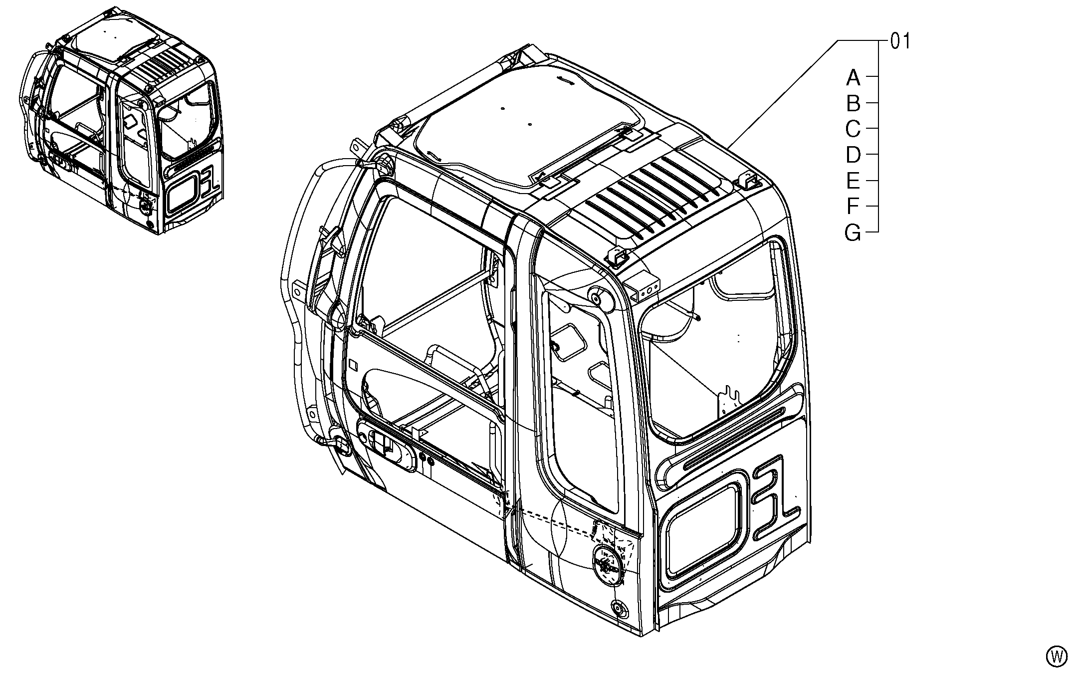 Схема Кабина (с защита сиденье)<130> HITACHI ZX120-E