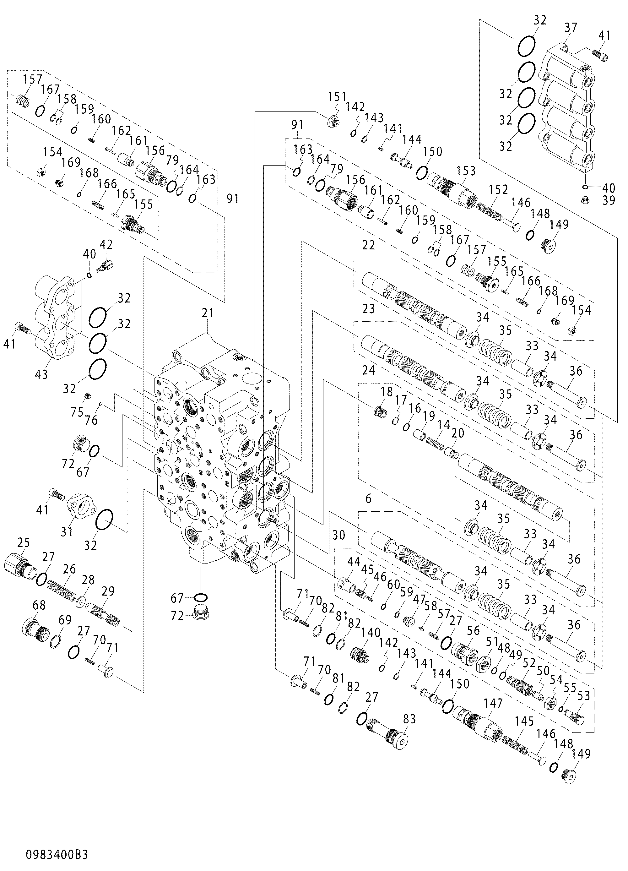 Схема Гидрораспределитель (3/4) HITACHI ZX870H-3F