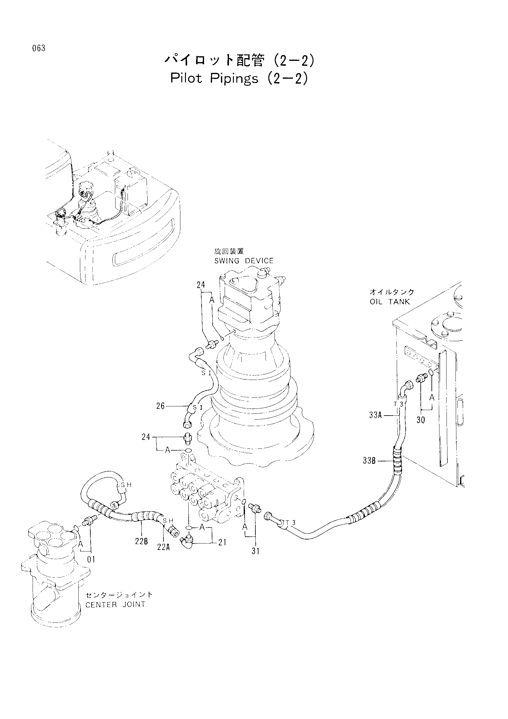 Схема Пилотный трубопроводы (2-2) HITACHI EX120K-3
