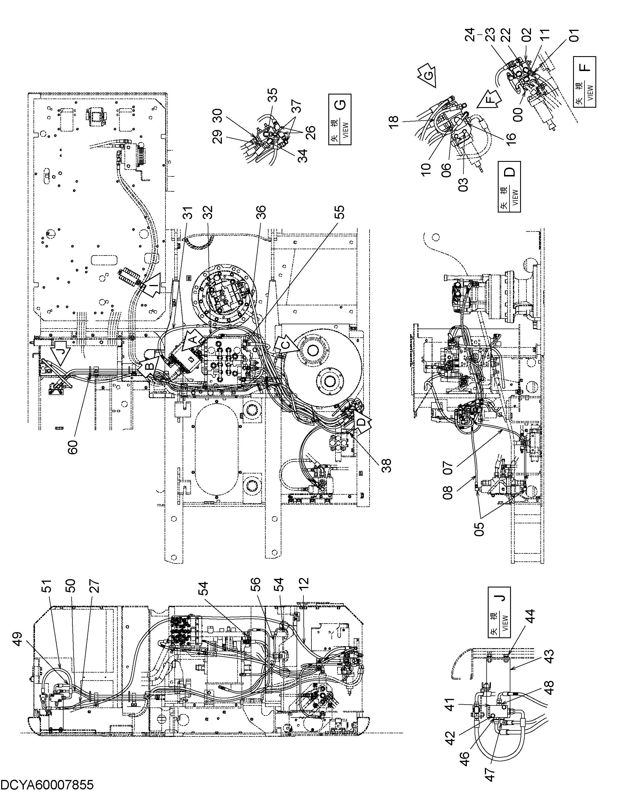 Схема Пилотные гидролинии (отвал)(2) HITACHI ZX160