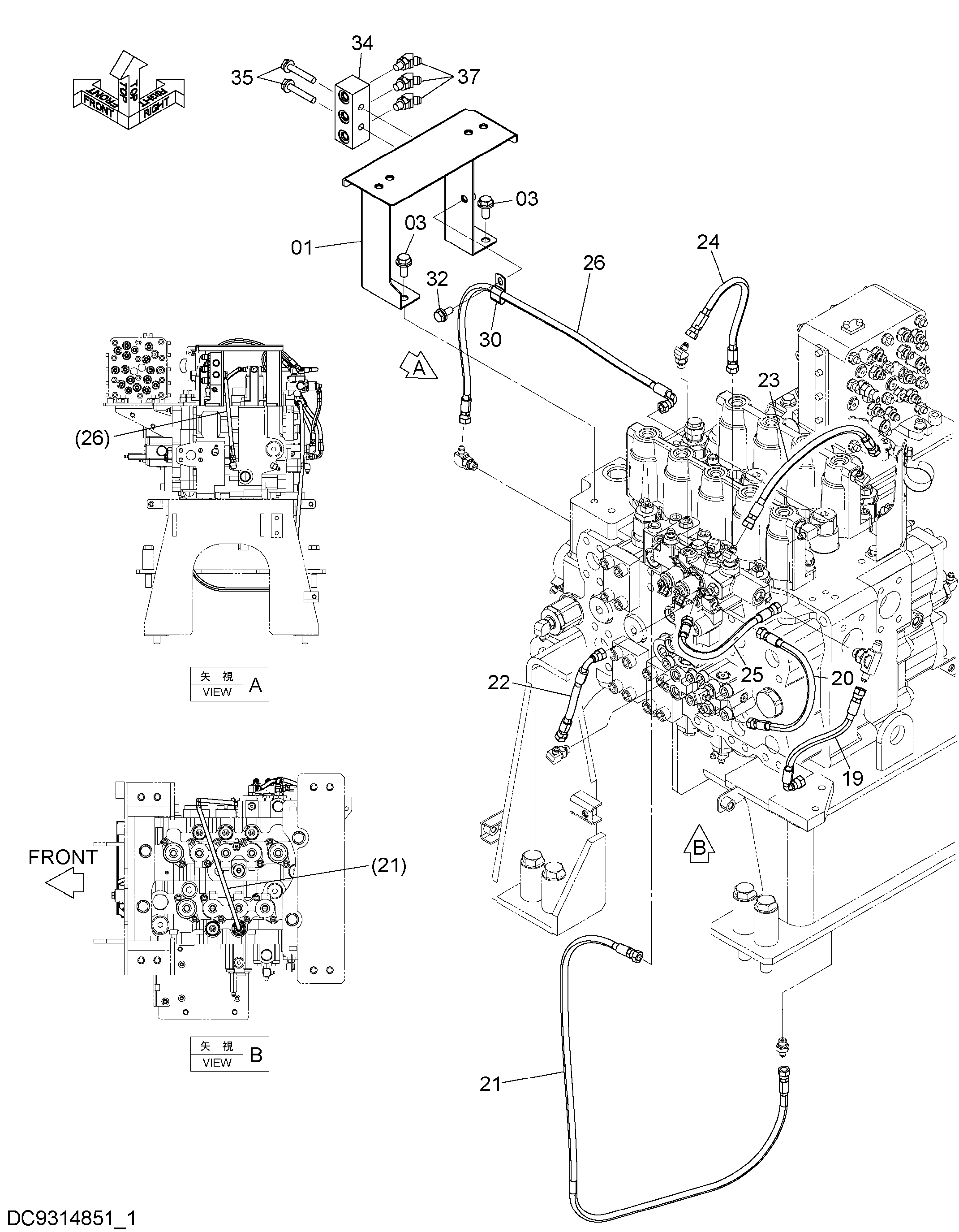 Схема Пилотные гидролинии (3-1) HITACHI ZX670LCH-5B