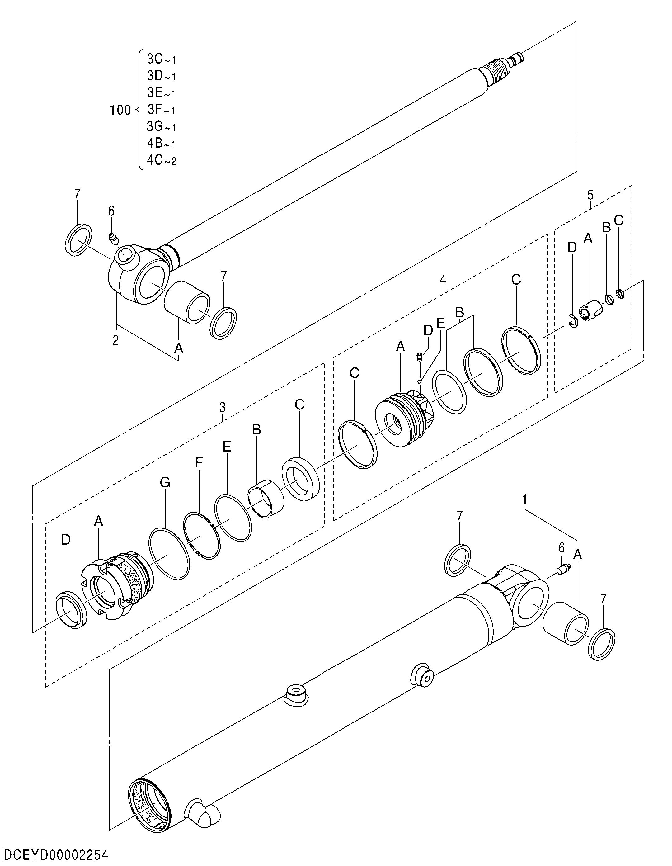 Схема Гидроцилиндр рукояти (ML кран) HITACHI ZX30U-5A