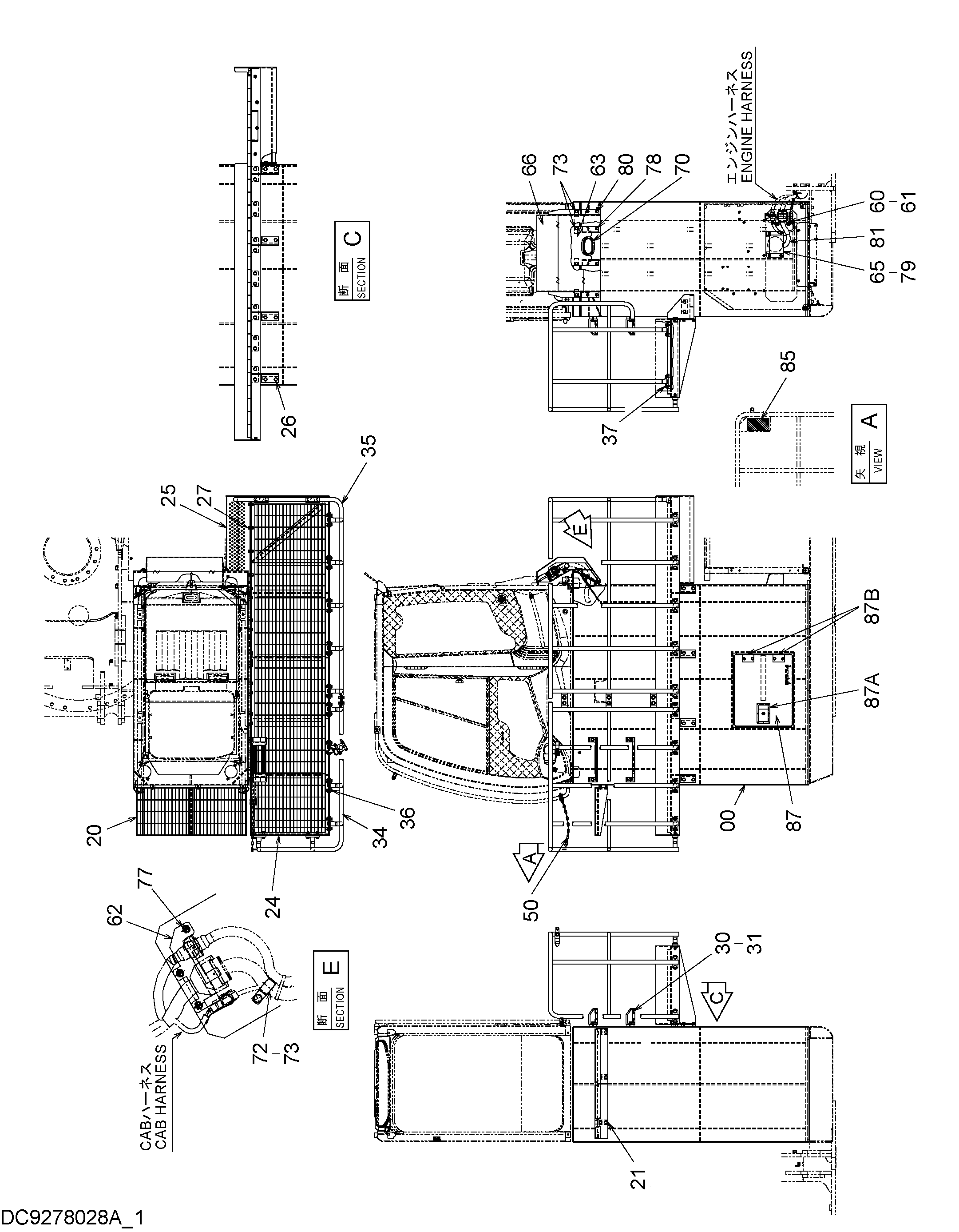 Схема Хигх-моунт кабина галлерй ступень (2.0m)(1) HITACHI ZX330-3