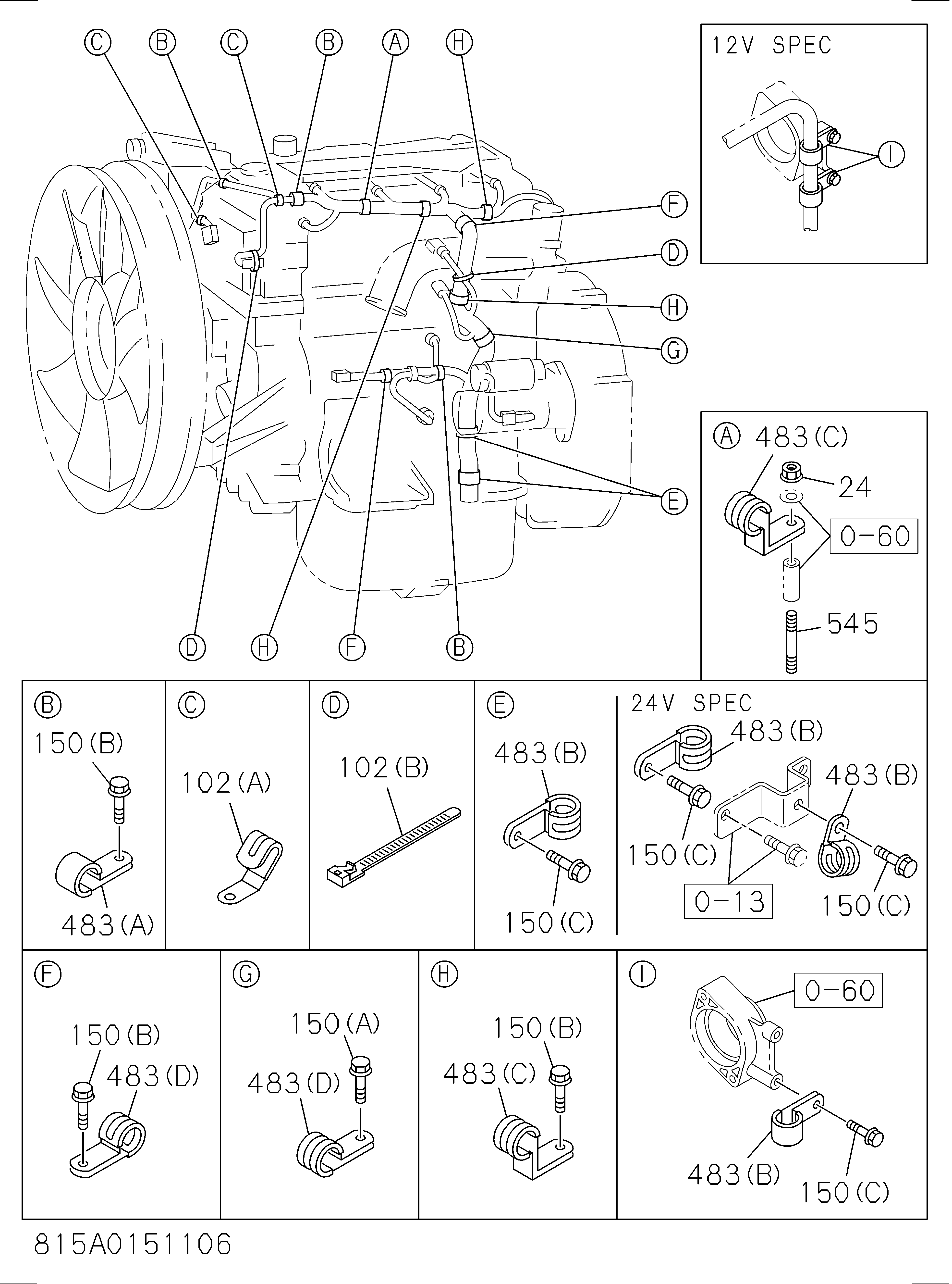 Схема 815: Крепёжные детали жгут проводов HITACHI ZX140W-3DARUMA