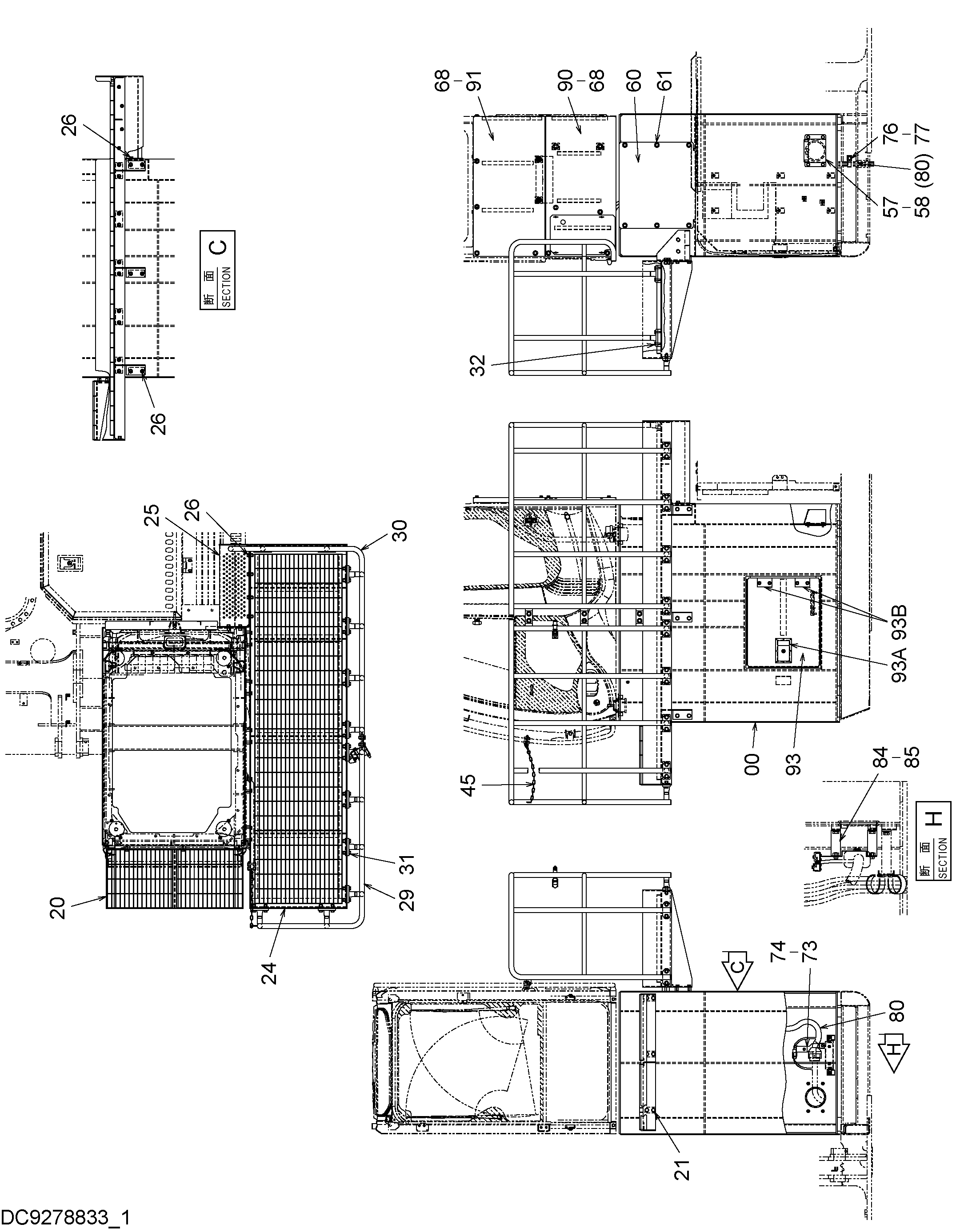 Схема Хигх-моунт кабина галлерй ступень (1.5m)(1) HITACHI ZX225USR-3
