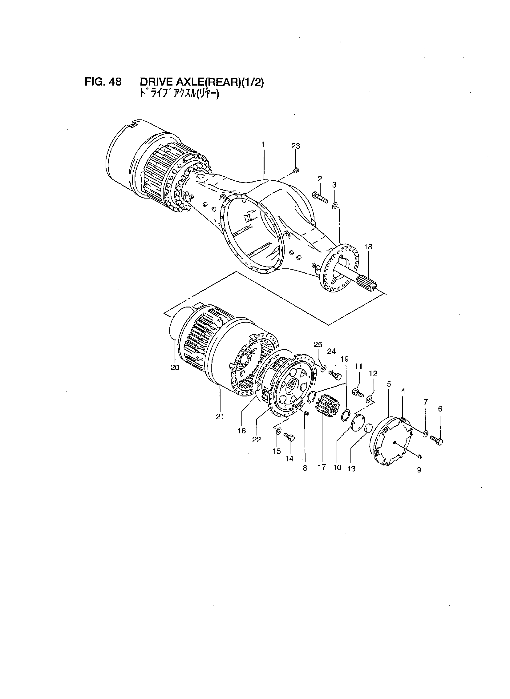 Схема Привод мост(задний)(1/2) HITACHI LX450-7