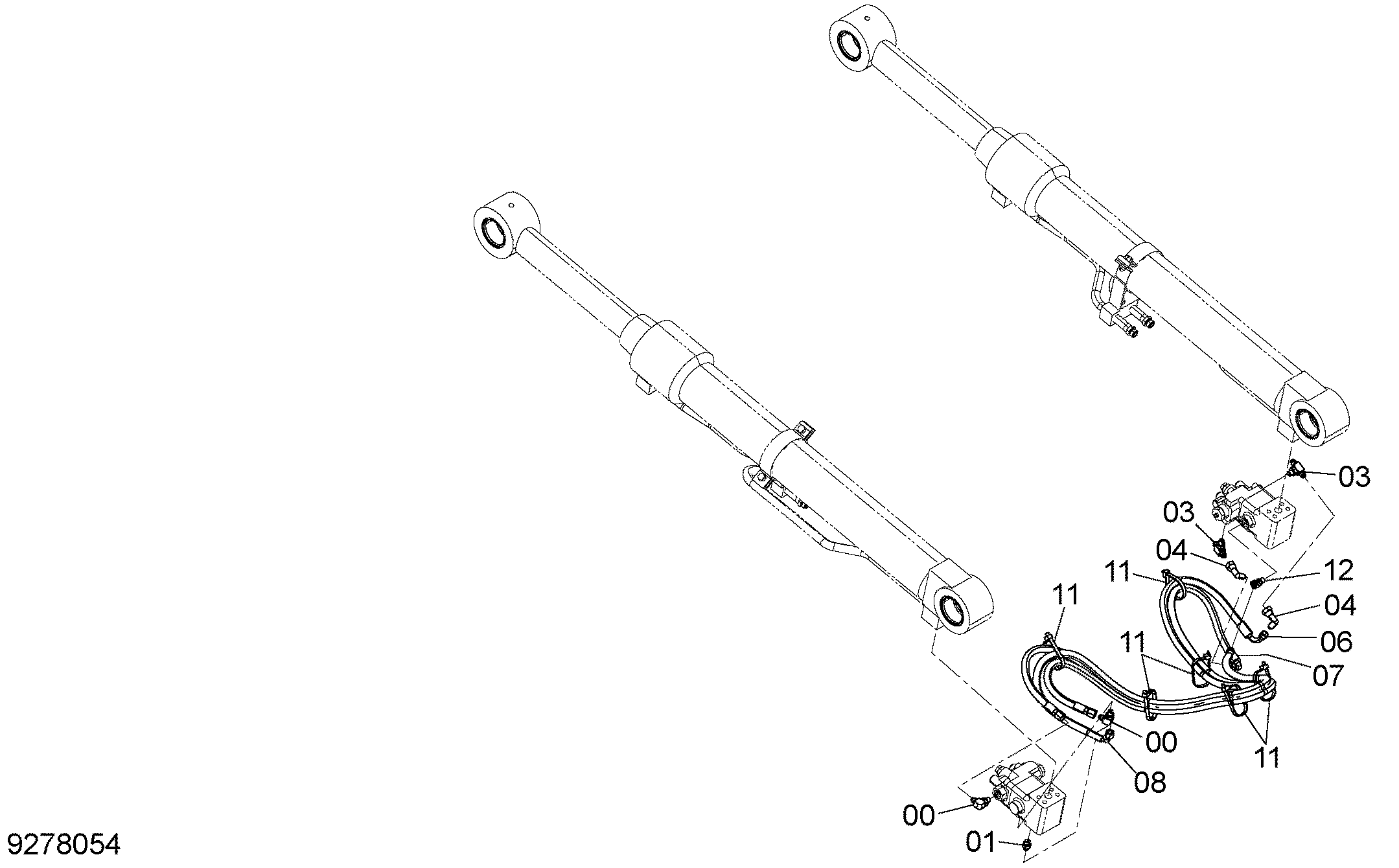 Схема Шланг защита от разрыва клапан трубопроводы (стрела)(2P-BOOM)(2) HITACHI ZX145W-3