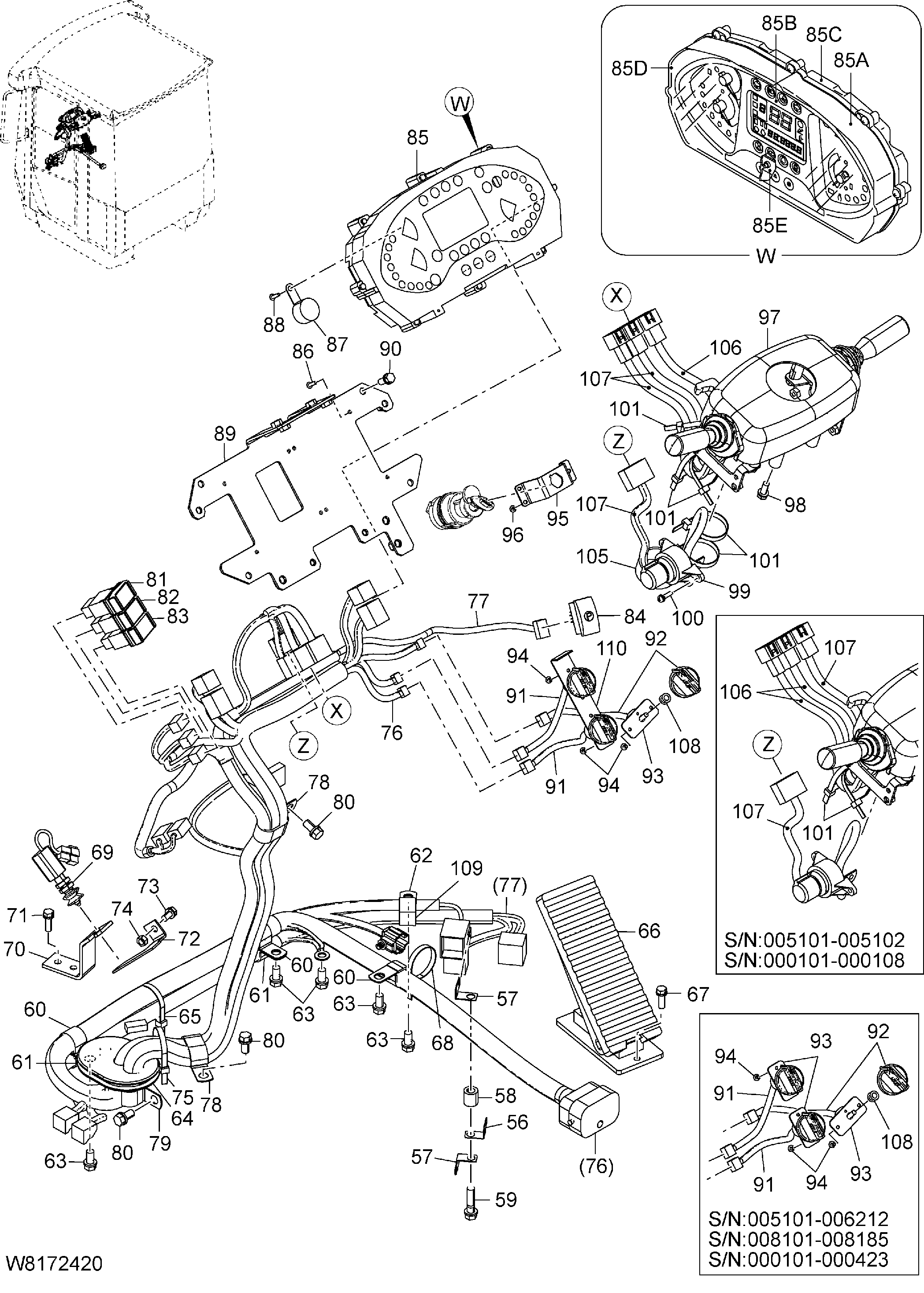 Схема Электрооборудование(рулевое управление колумн) HITACHI ZW310-A