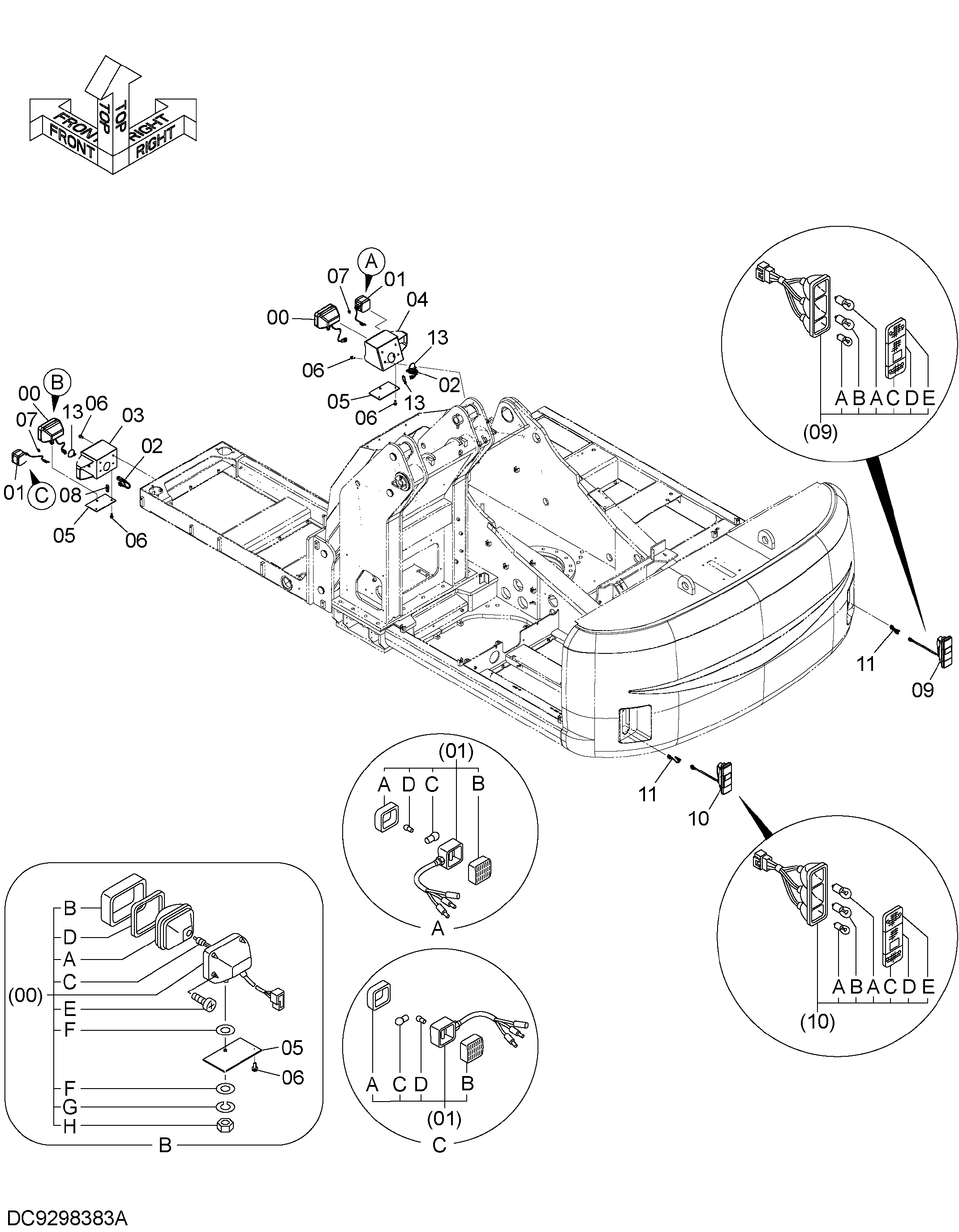 Схема Электрооборудование (E) HITACHI ZX400W-3