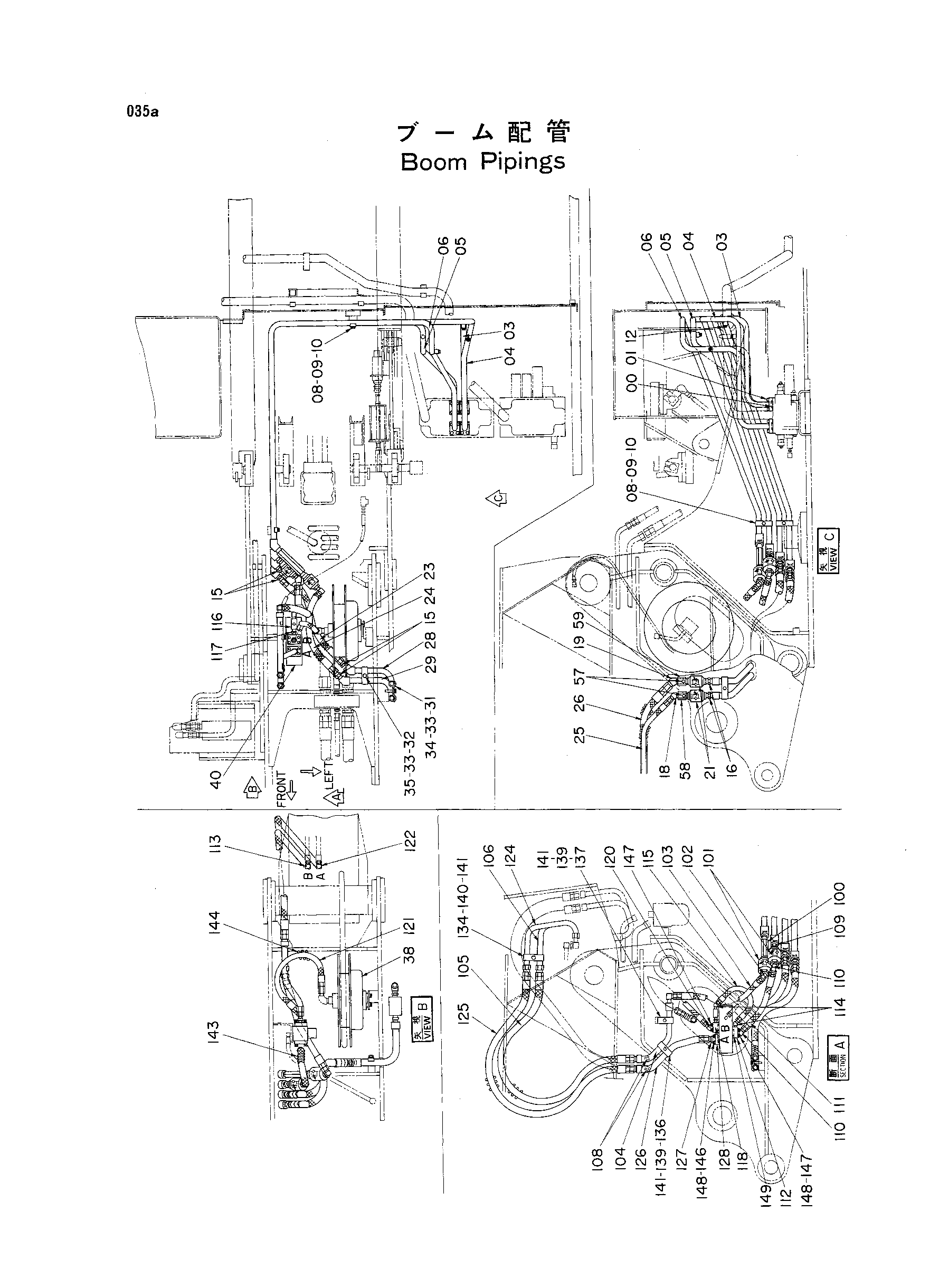 Схема Стрела трубопроводы HITACHI TH55ED