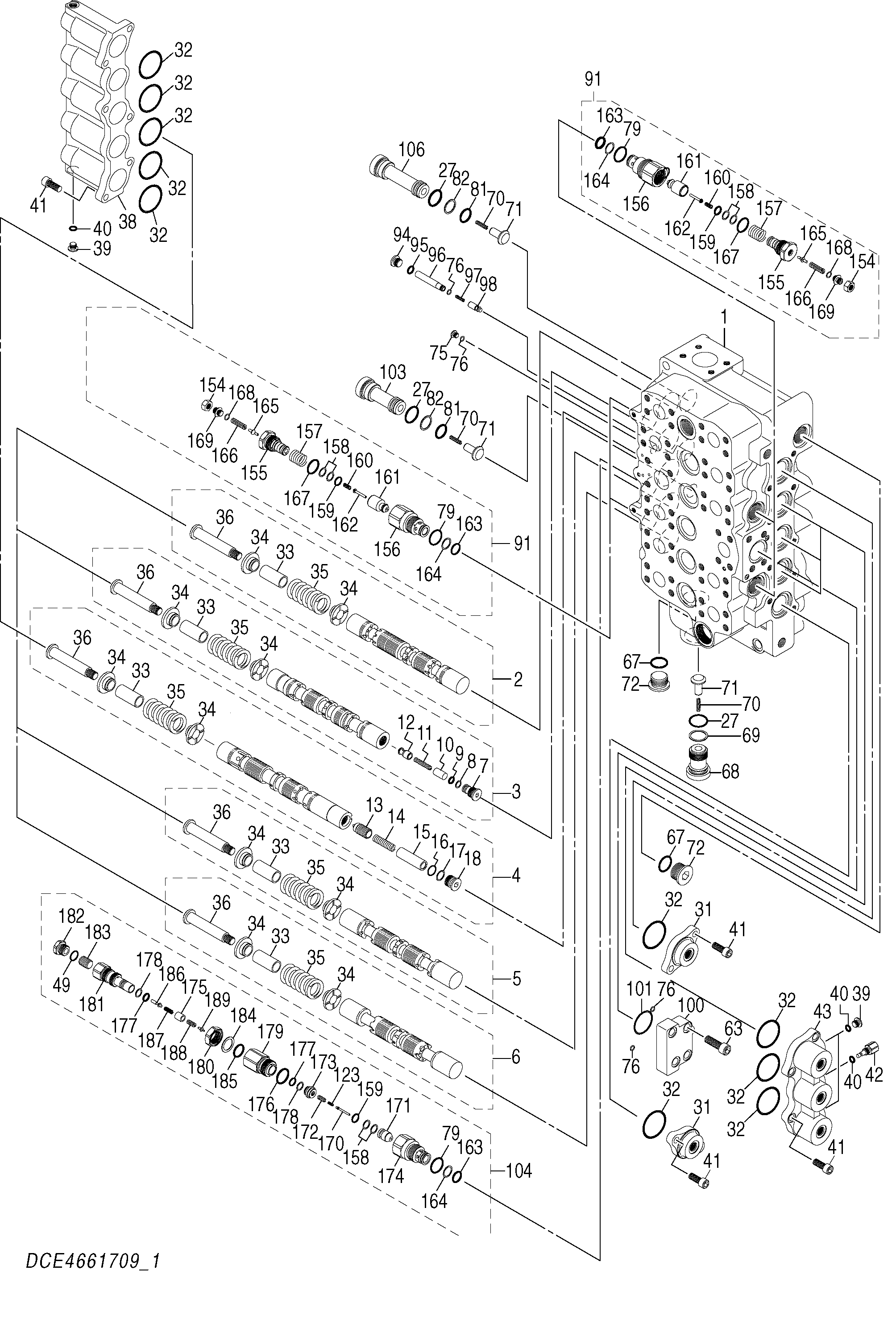 Схема Гидрораспределитель (1/4) HITACHI ZX520LCH-3