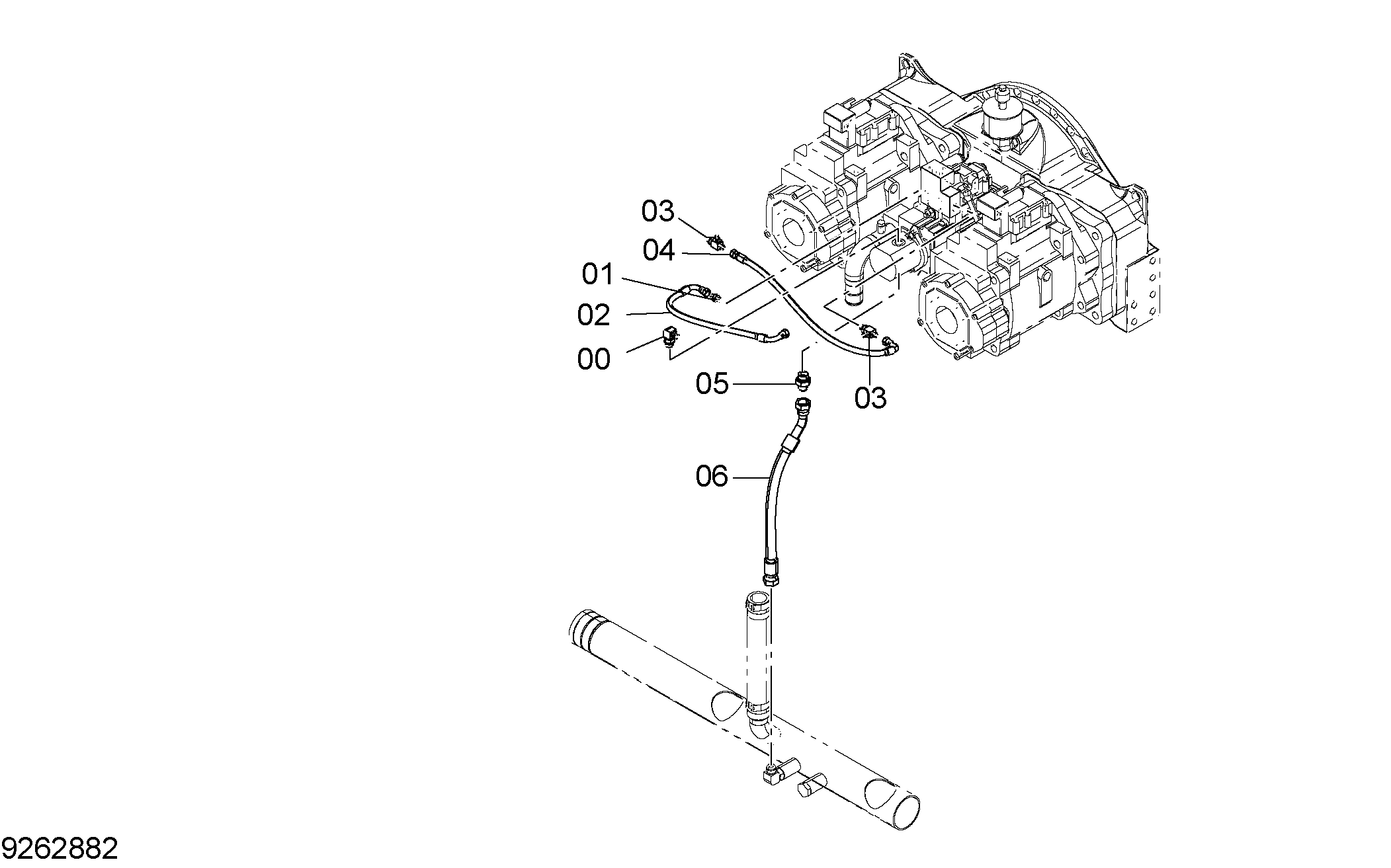 Схема Пилотные гидролинии (1) HITACHI ZX1800K-3