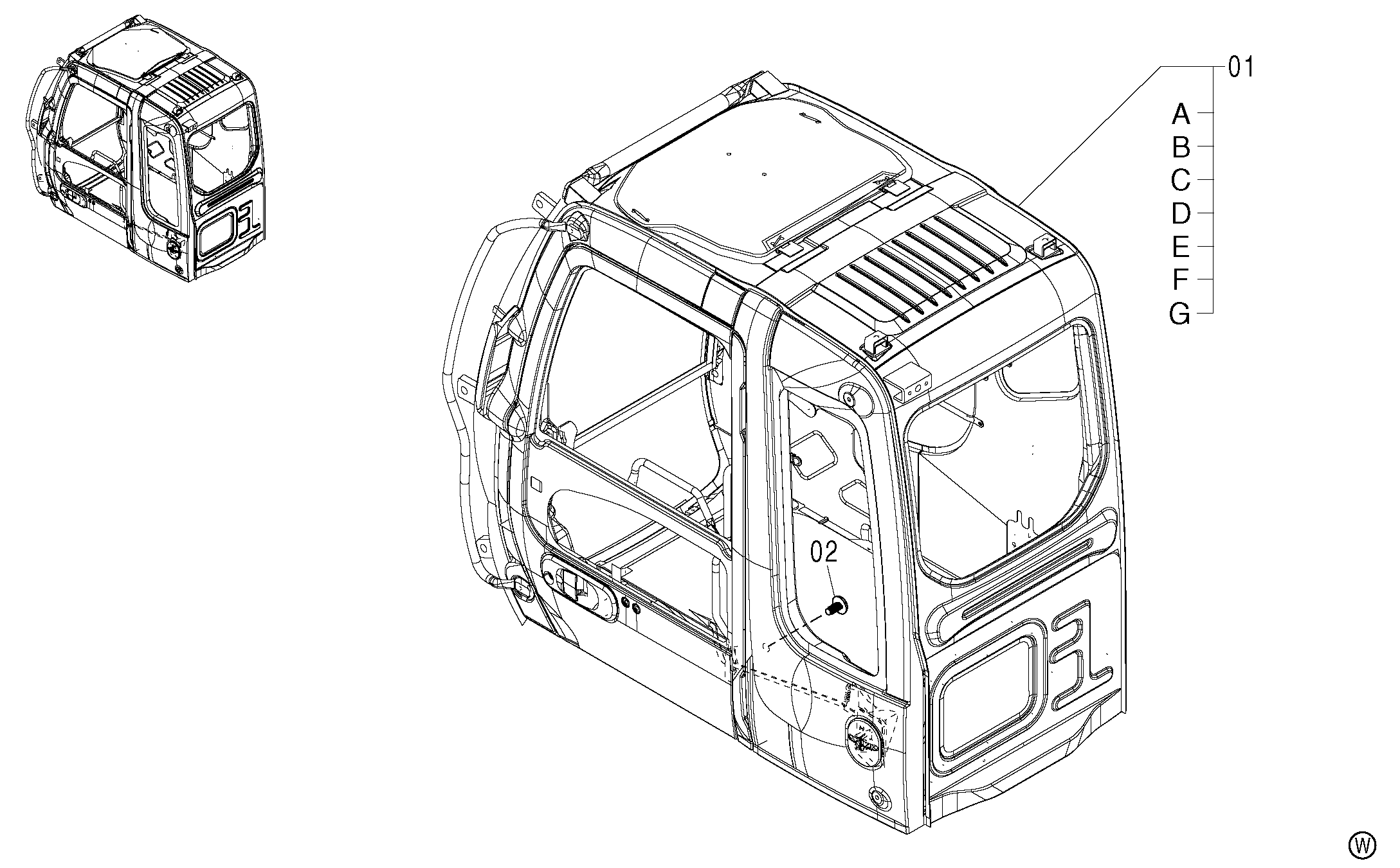 Схема Кабина (с защита сиденье)<460> HITACHI ZX460LCH-AMS