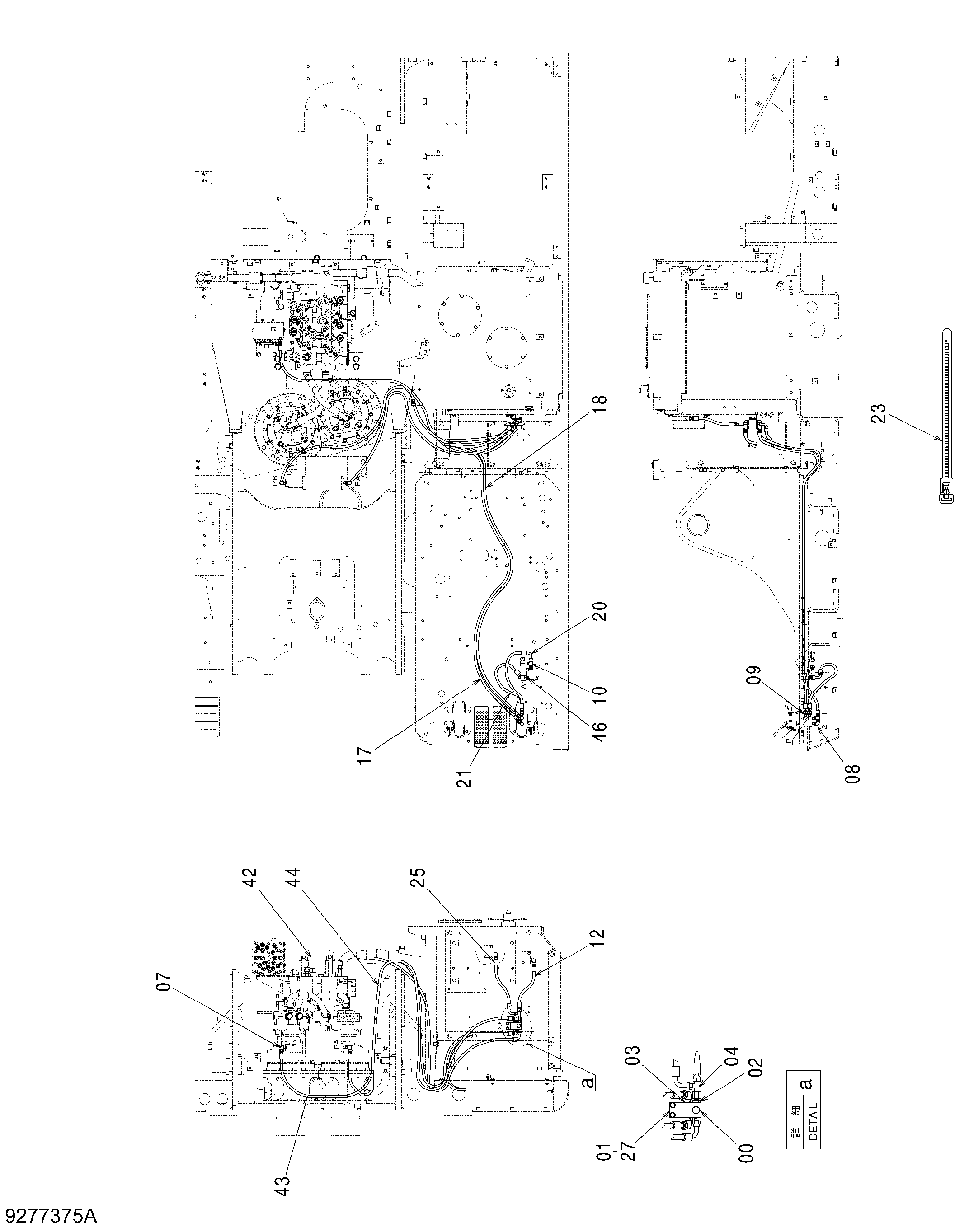 Схема Пилотные гидролинии (левый педаль)(средний рукоять) HITACHI ZX470H-3