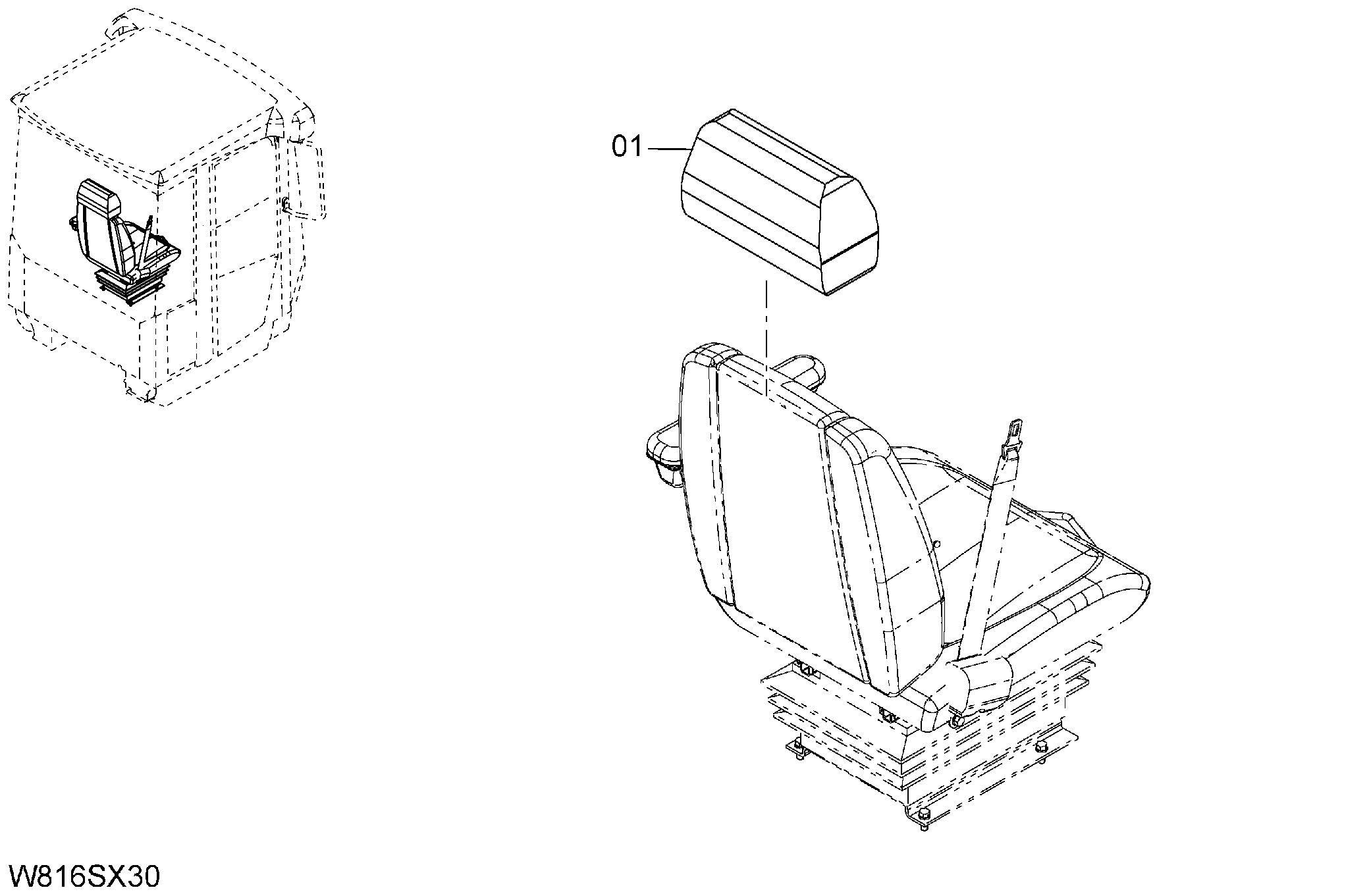 Схема Головка опора(HITACHI лого)(GRAMMER)[H3G, HCG, HEG, корпус, HXG](комплект013) HITACHI ZW220-HCMF
