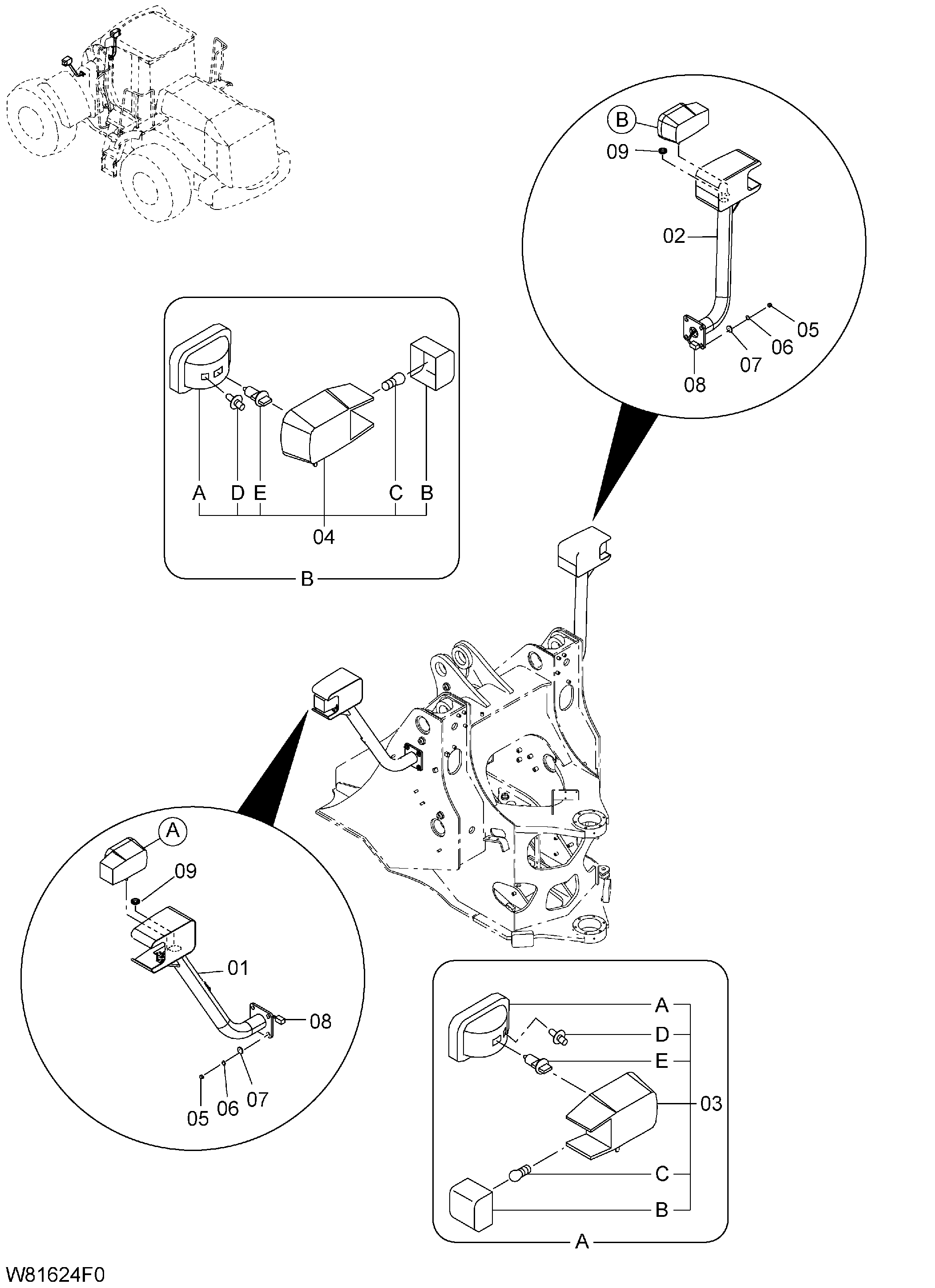 Схема Головка освещение[H3G, HEG, корпус, HXG](CLF002) HITACHI ZW220-HCMF