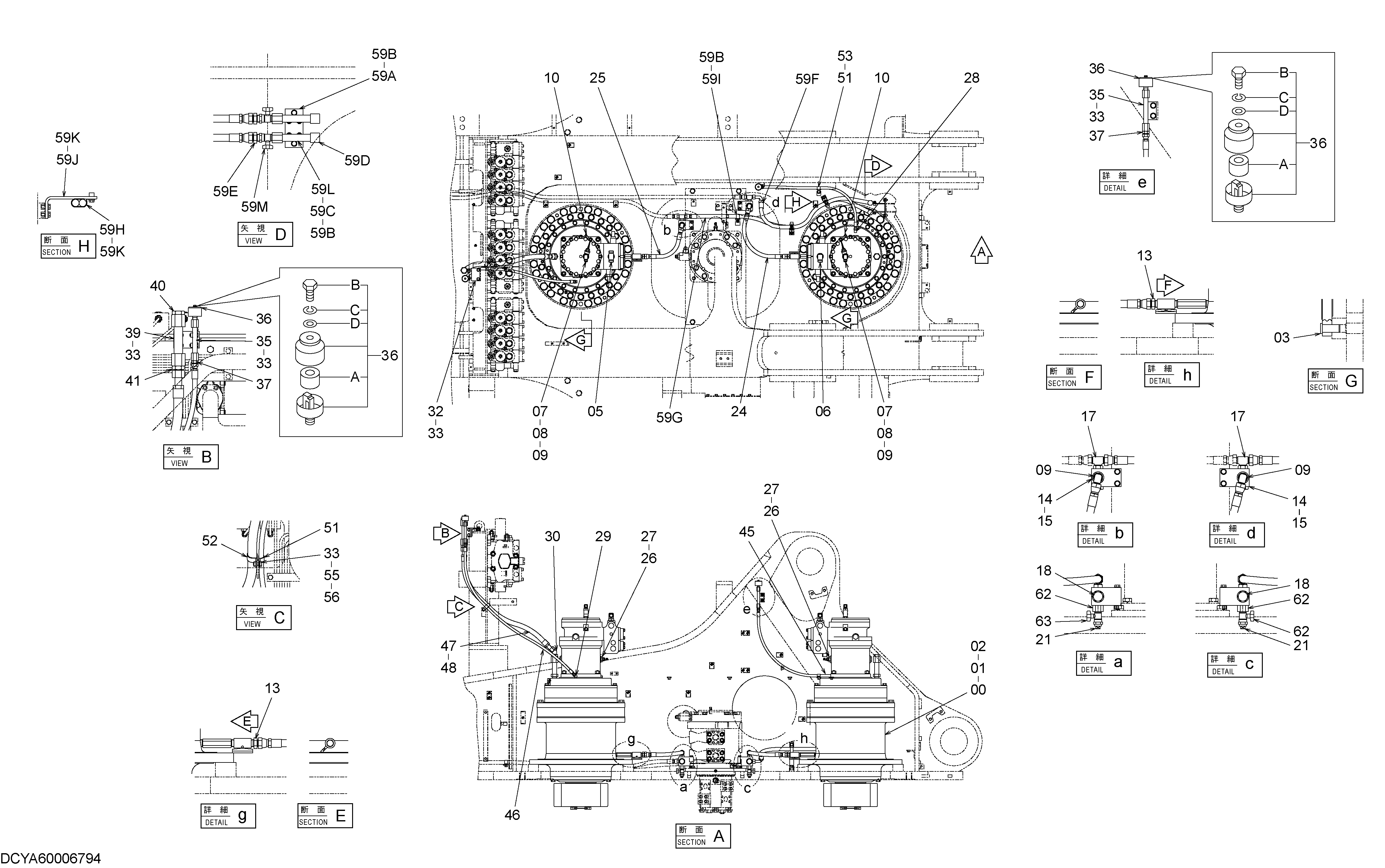 Схема Поворот привод HITACHI EX1900-6