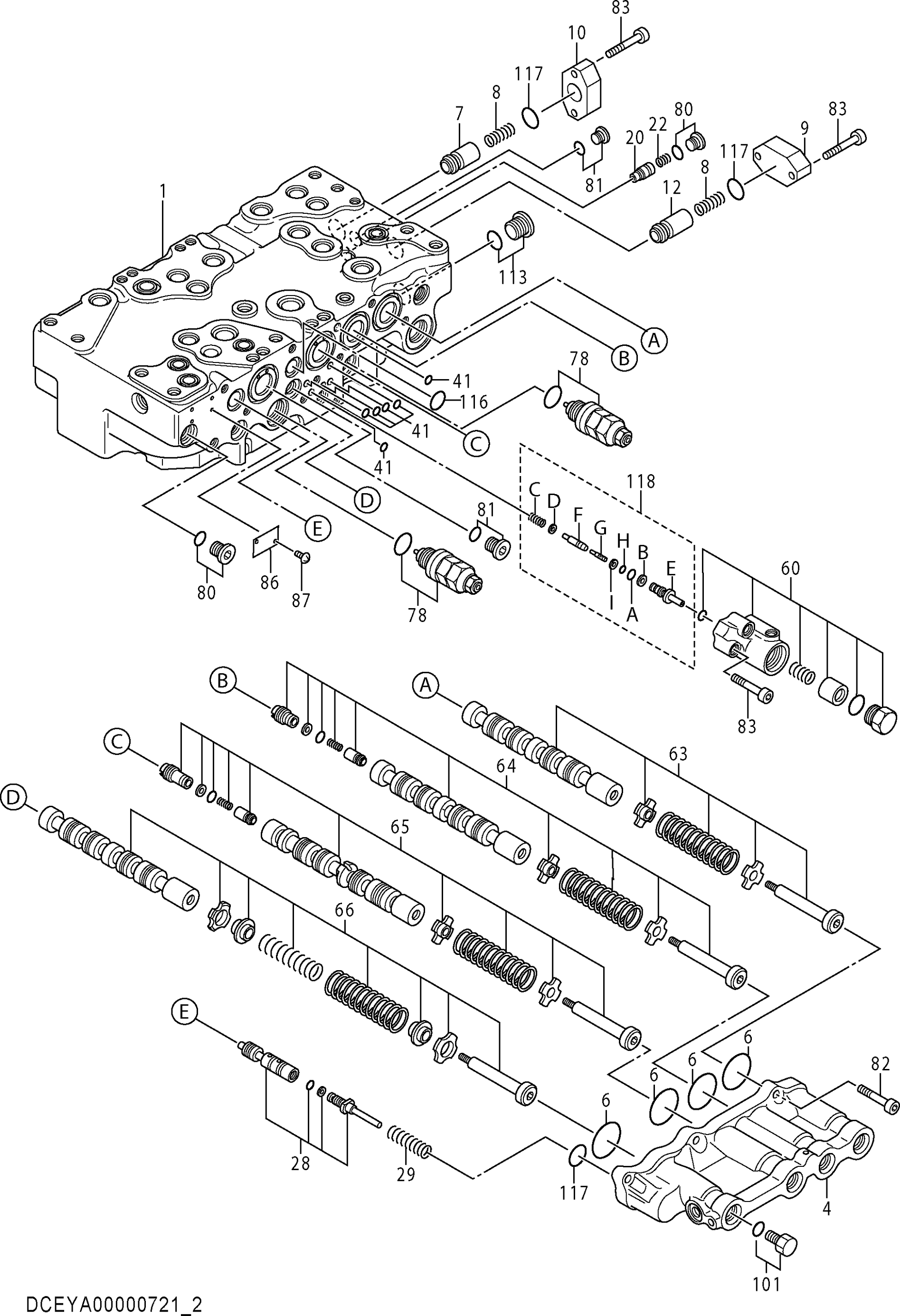 Схема Гидрораспределитель (2/5) HITACHI ZX280LC-5G
