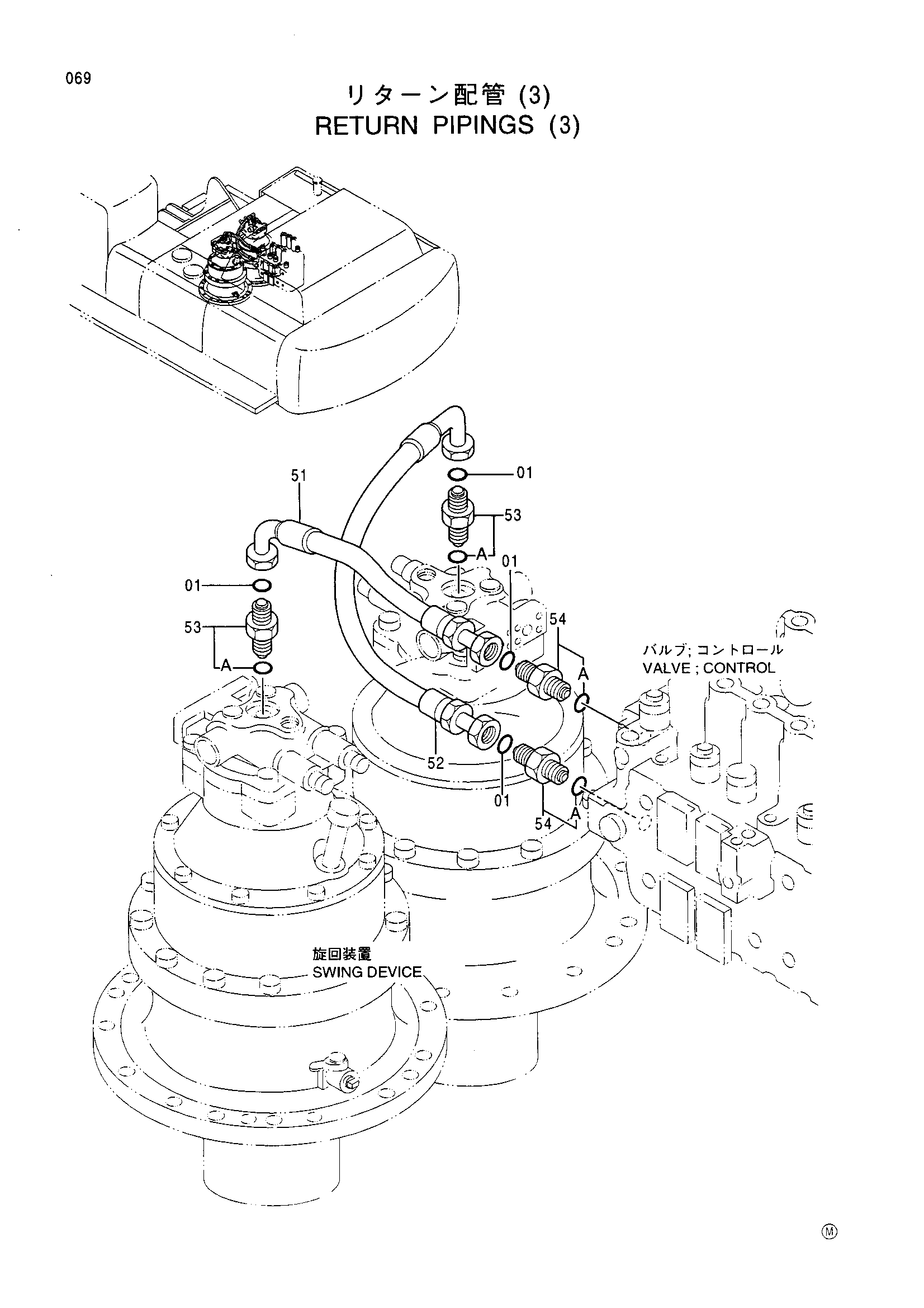 Схема Обратный трубопроводы (3) HITACHI EX550