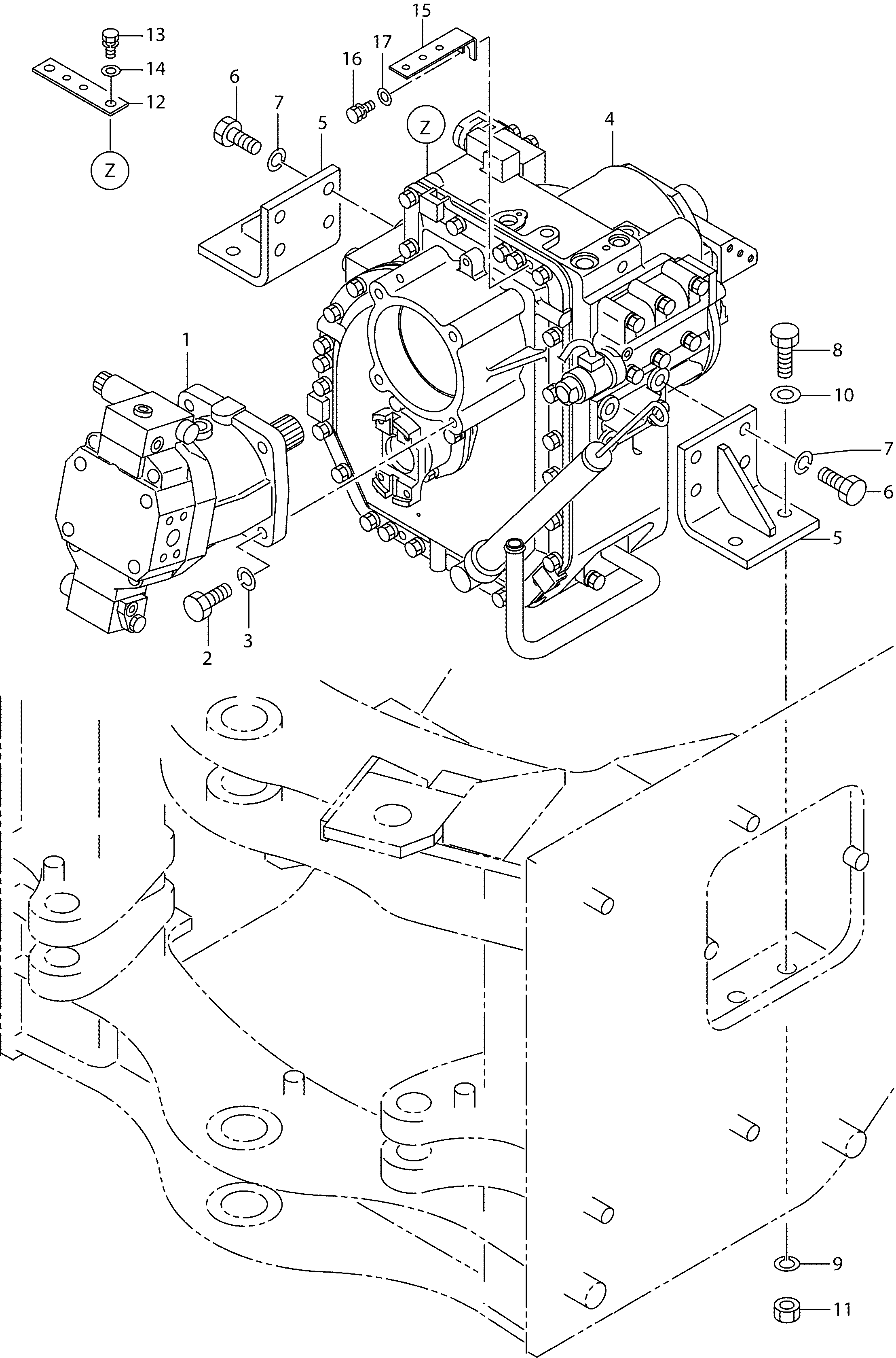 Схема Трансмиссия крепление HITACHI LX80-7