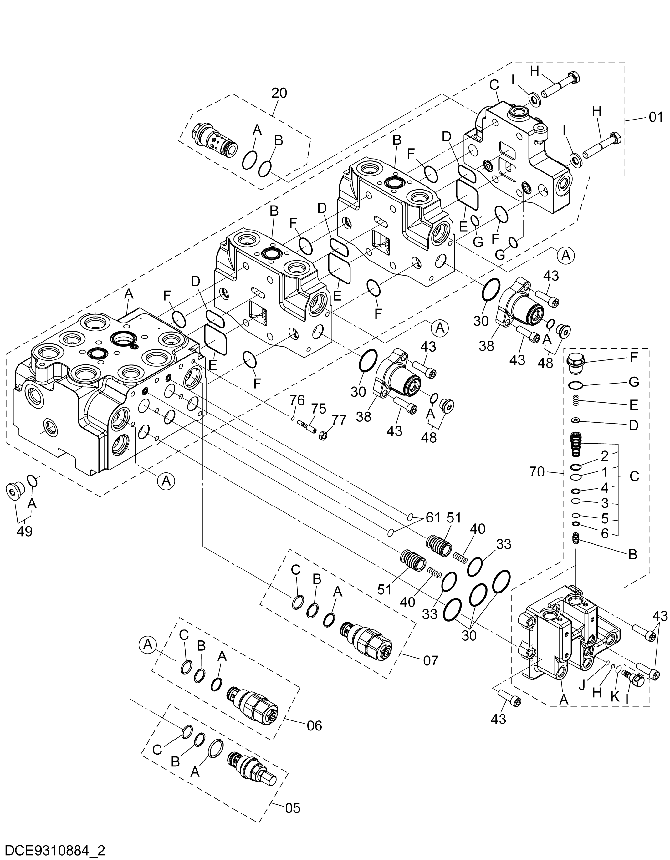 Схема Гидрораспределитель (2/2) HITACHI ZW250-5B