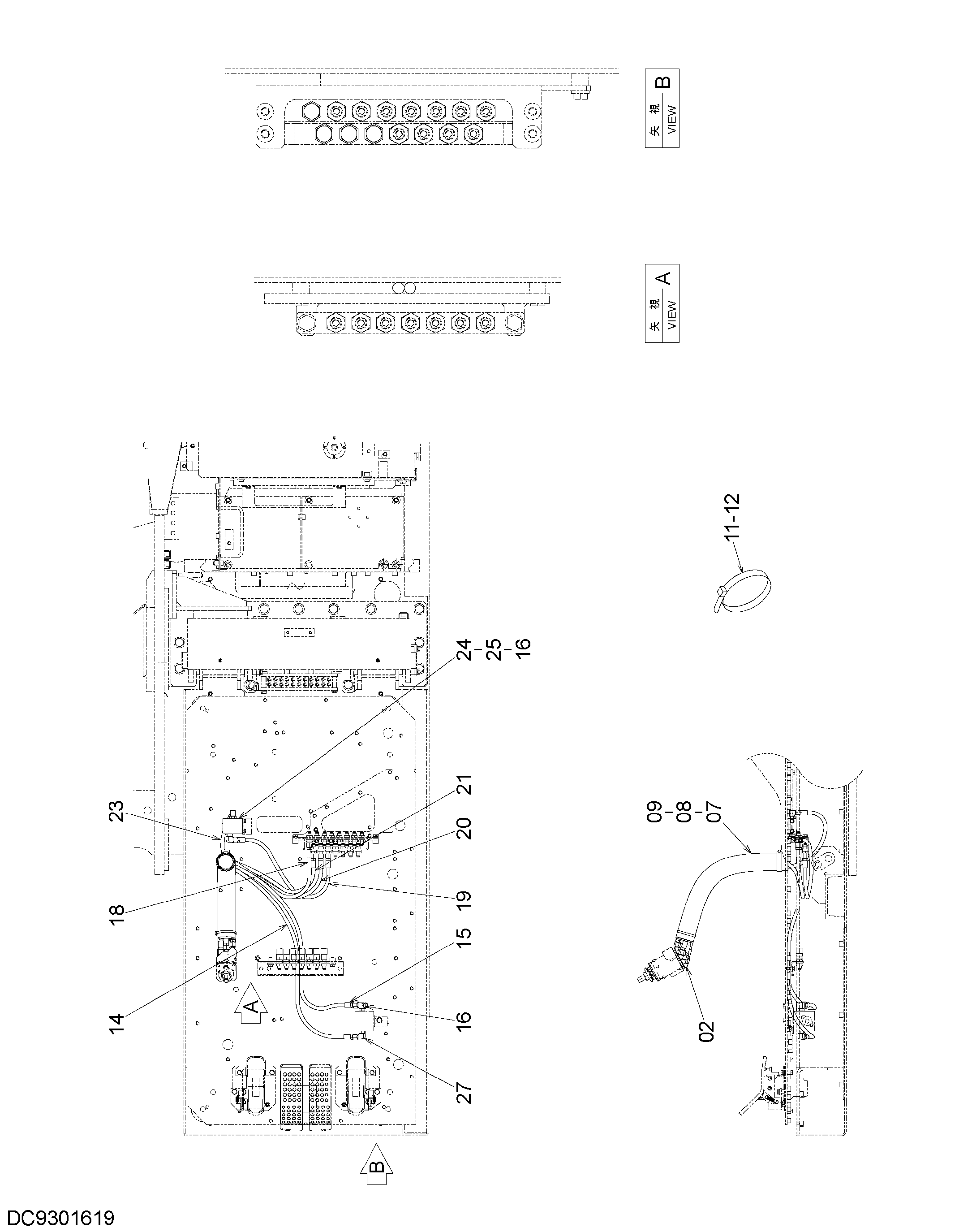 Схема Пилотные гидролинии (9)(пол) HITACHI ZX470H-3