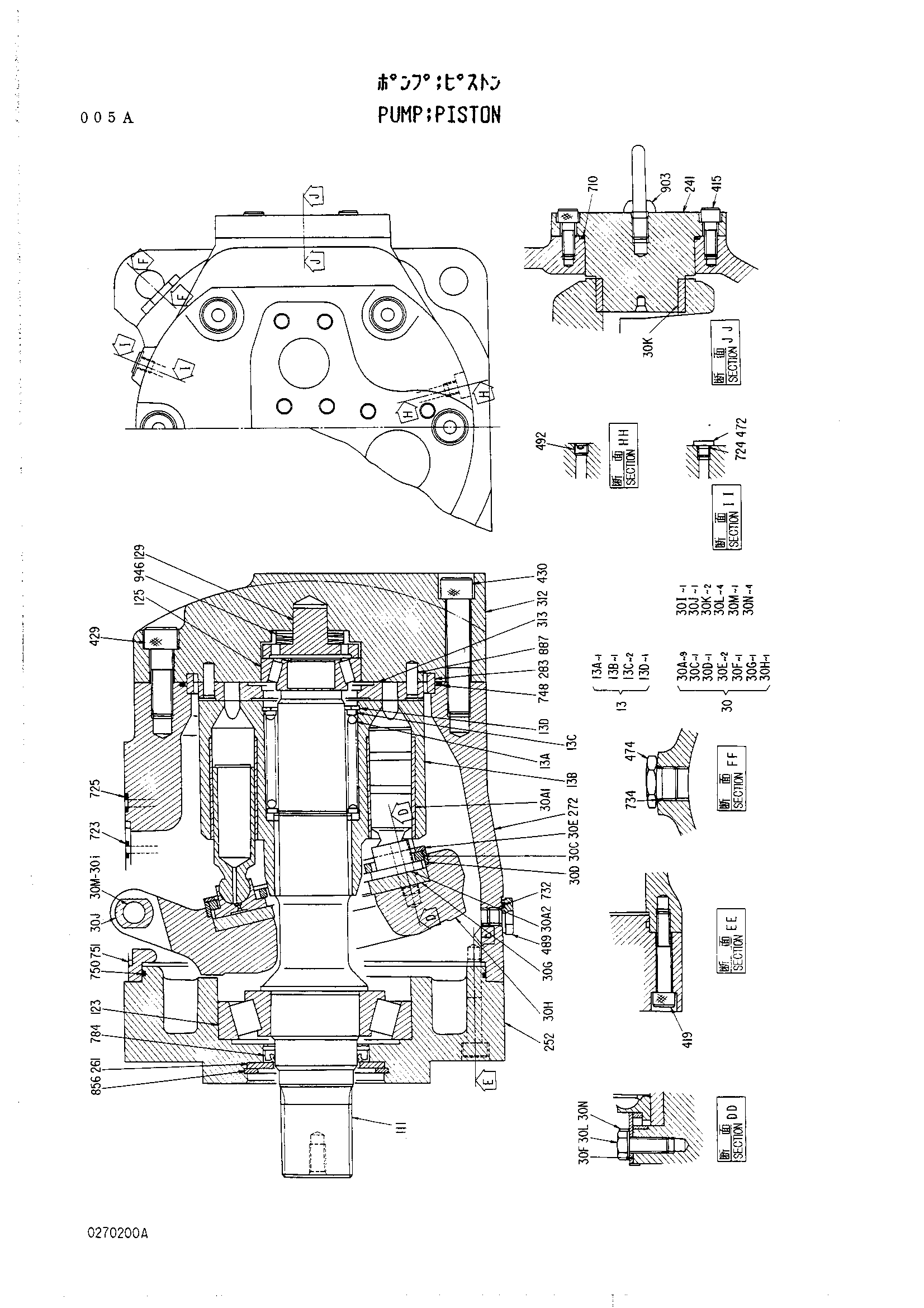 Схема Поршень насос HITACHI UH181