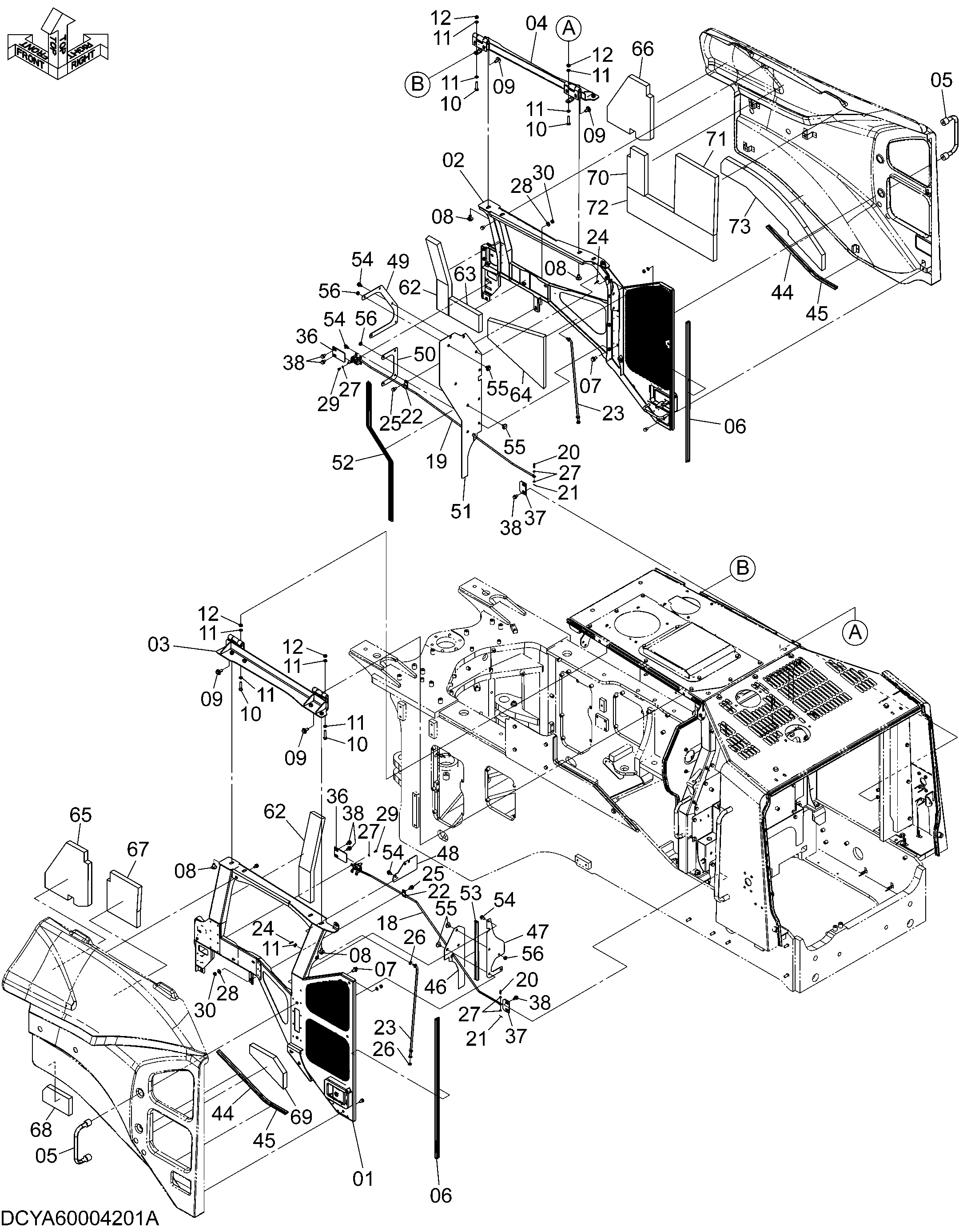 Схема Боковой панель (1) HITACHI ZW250-5B