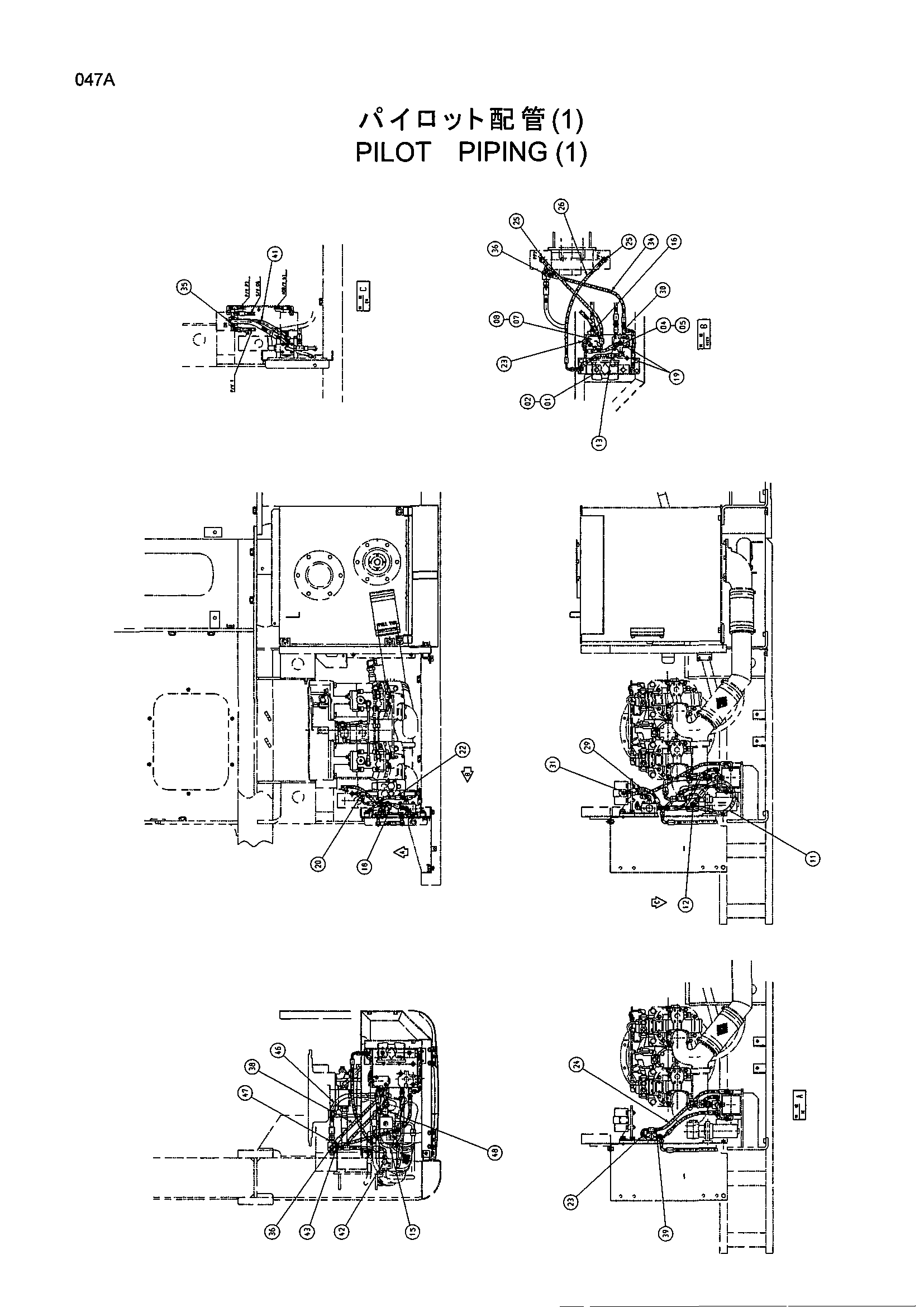 Схема Пилотные гидролинии (1) HITACHI EX400-5