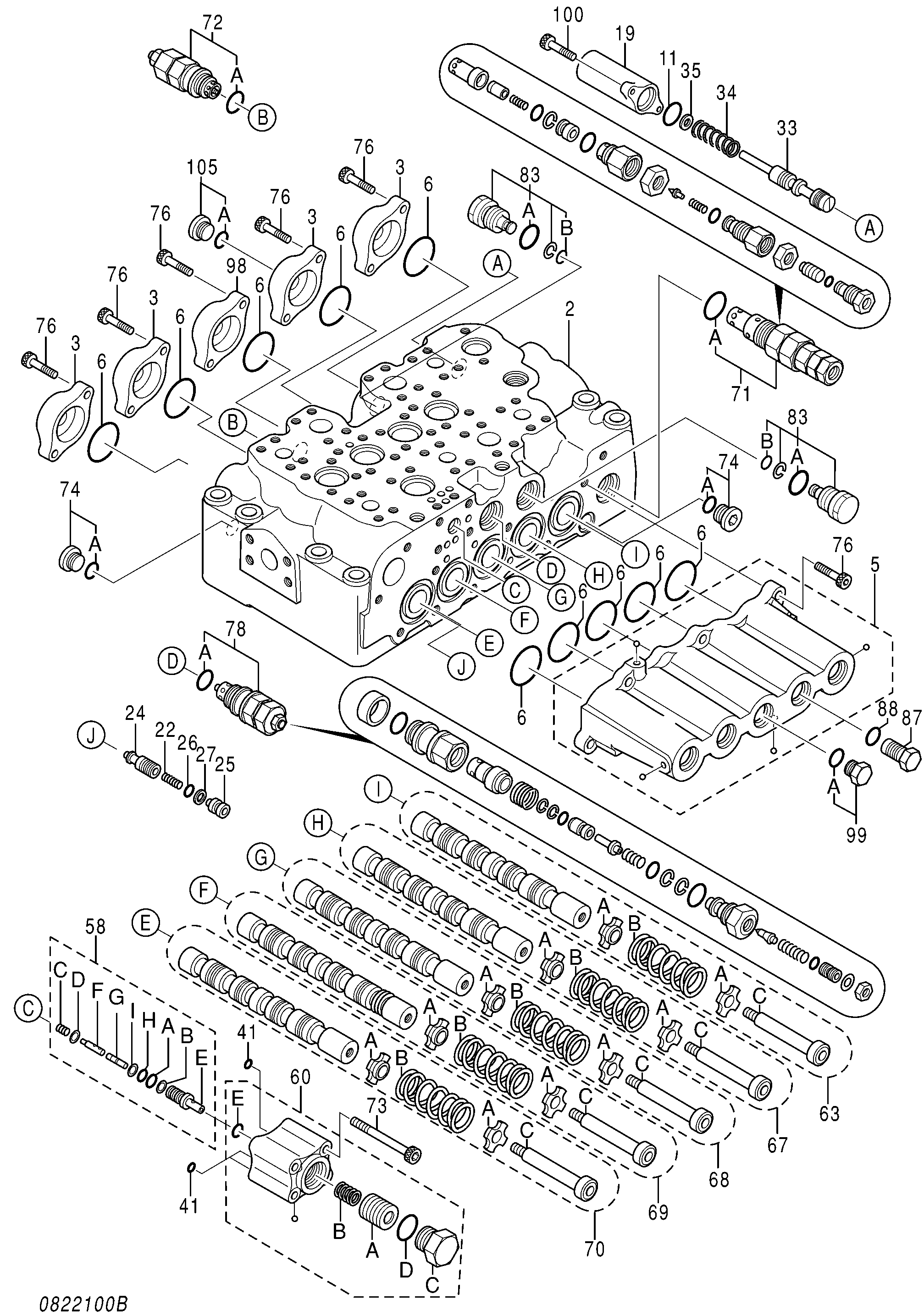 Схема Гидрораспределитель (3/5) HITACHI ZX250H-3G