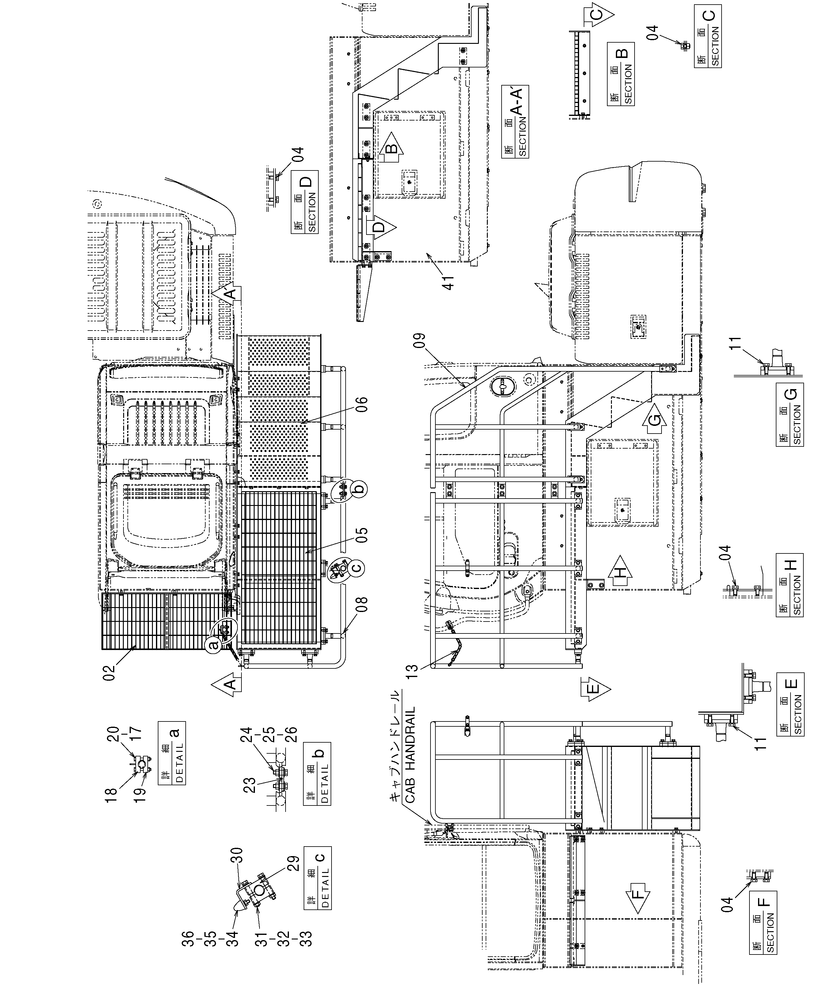 Схема Хигх-моунт кабина боковой ступень (1.0m) HITACHI ZX330-3G
