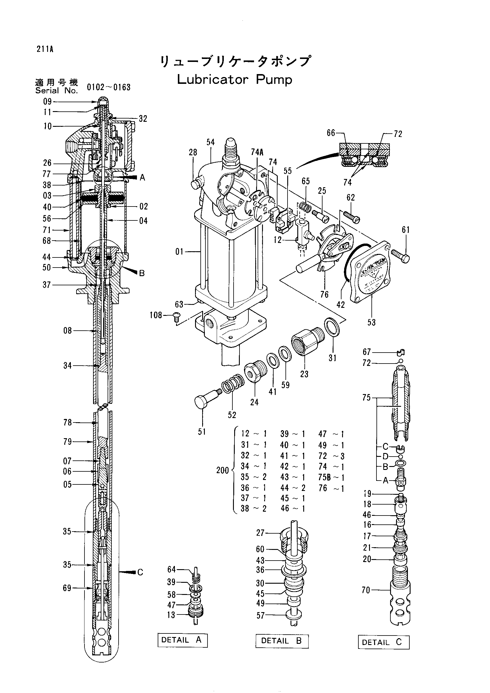 Схема Лубрикатор насос HITACHI EX1800