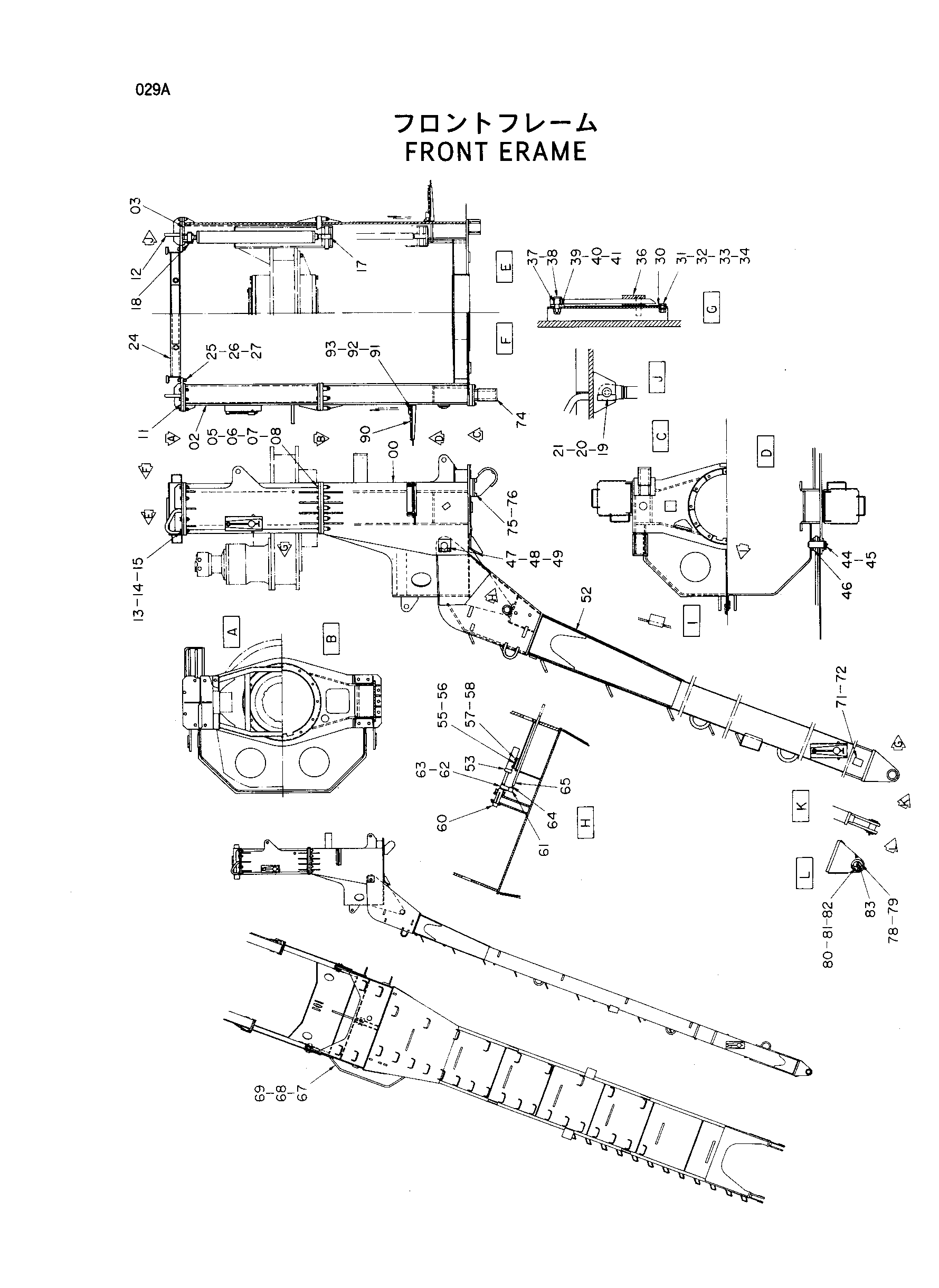 Схема Передний рама HITACHI HE6010B