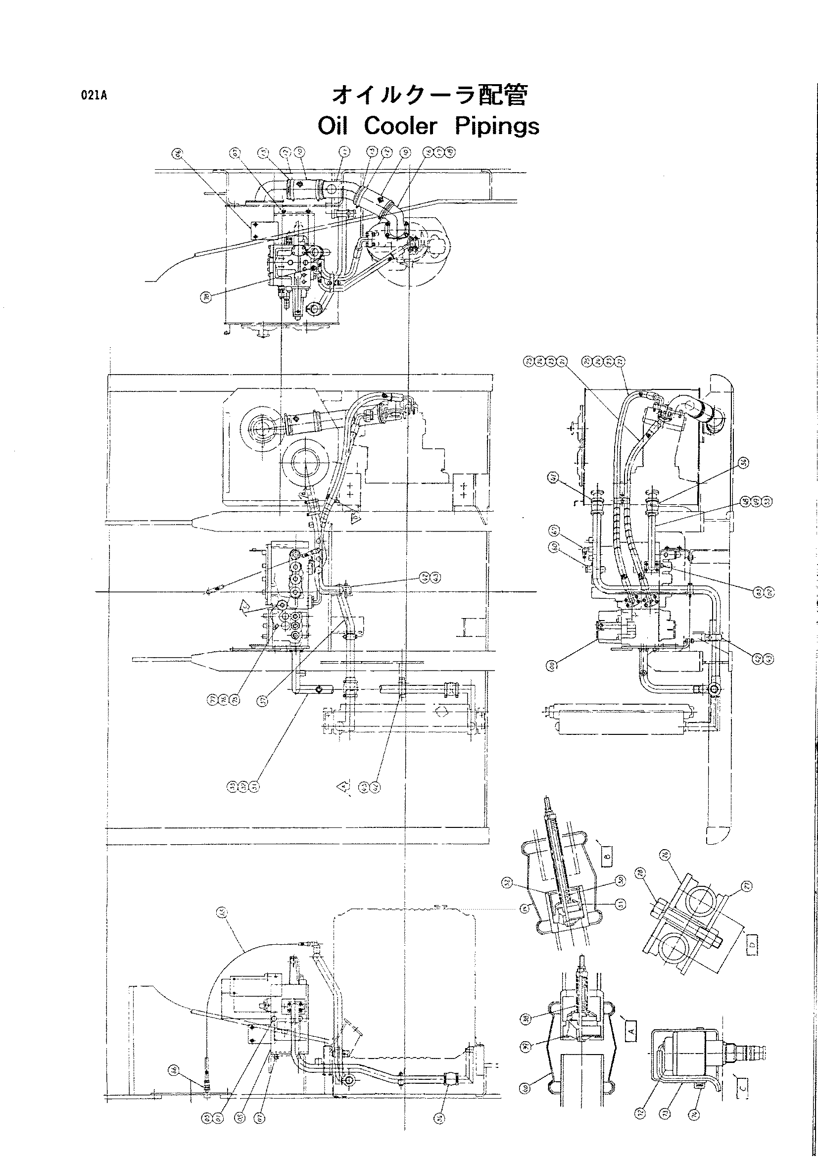 Схема Масляный радиатор трубопроводы HITACHI HR420