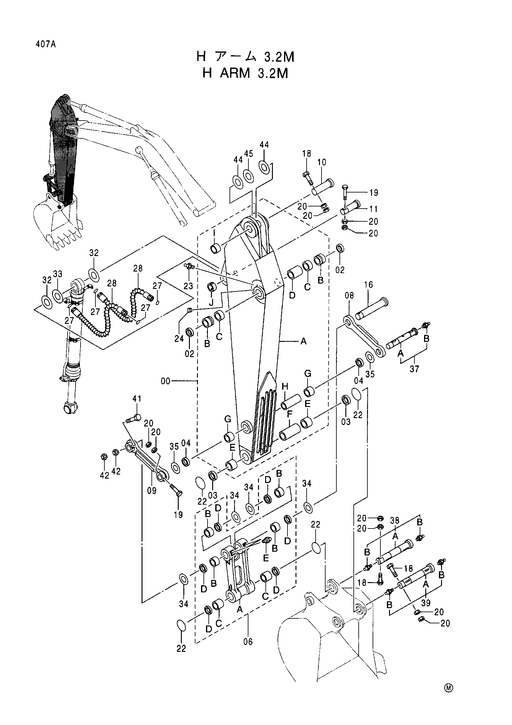 Схема H рукоять (3.2M) HITACHI EX385USR