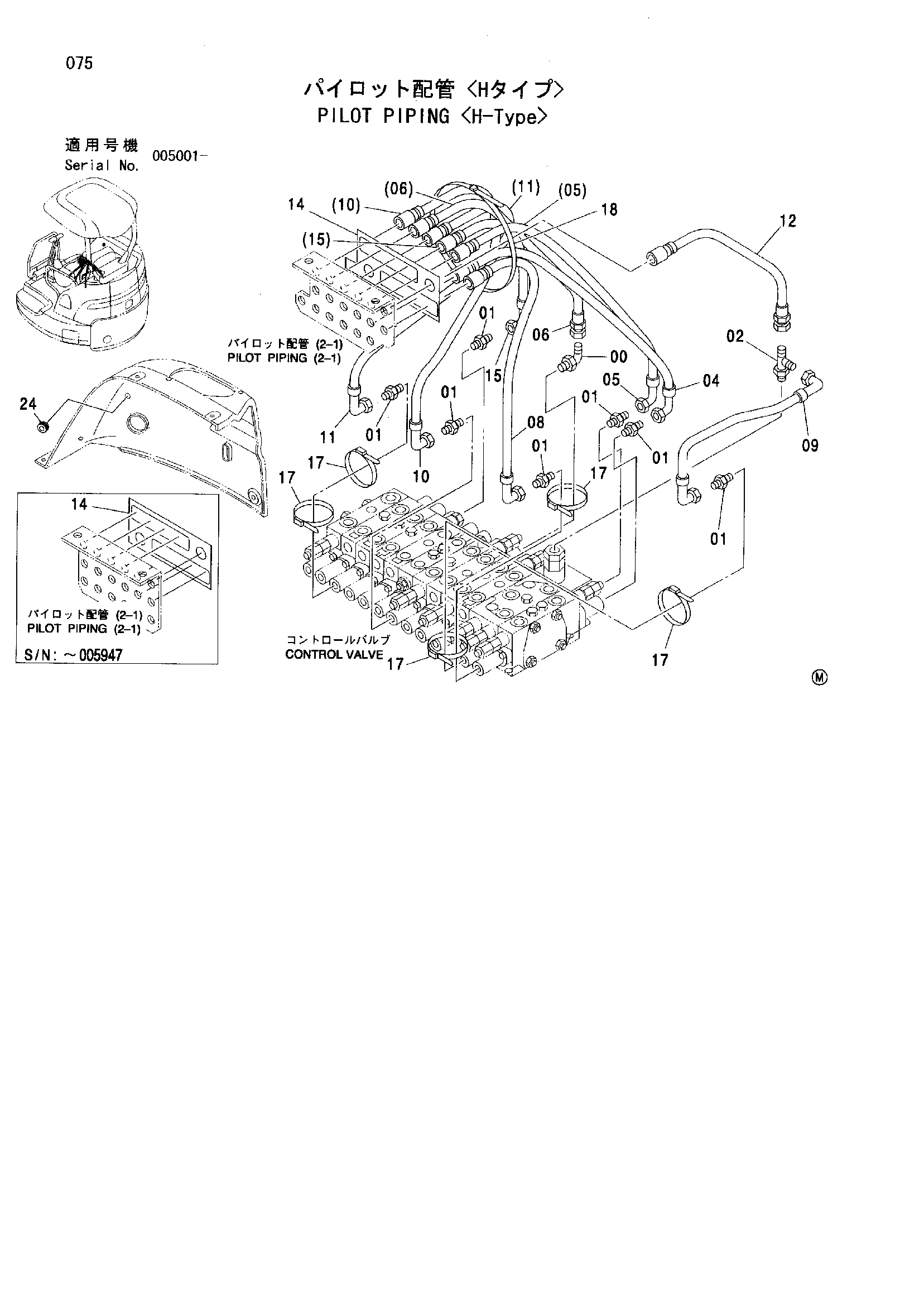 Схема Пилотные гидролинии <тип H> HITACHI ZX30U