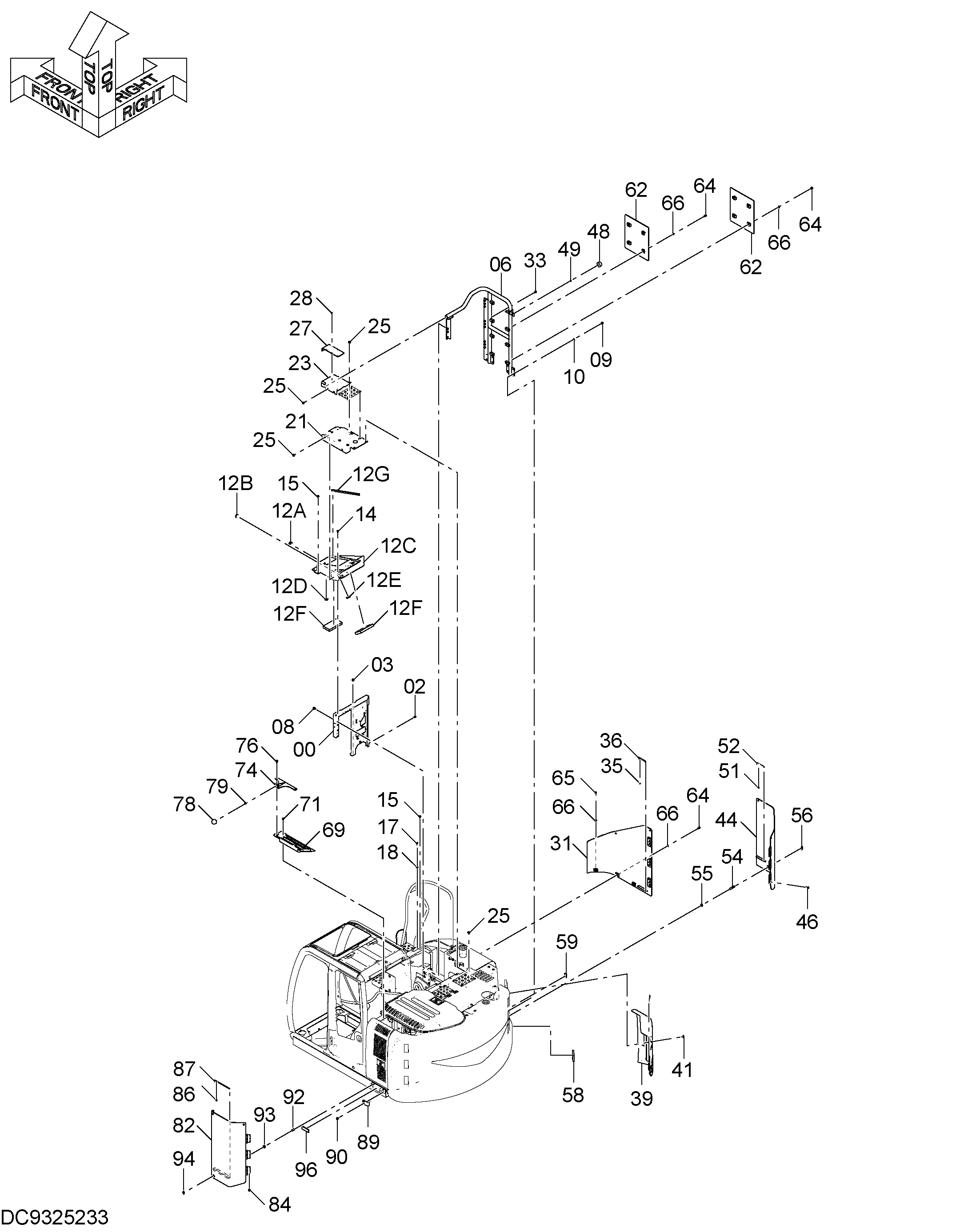Схема Верхняя платформа крышка защита HITACHI ZX135USL-3