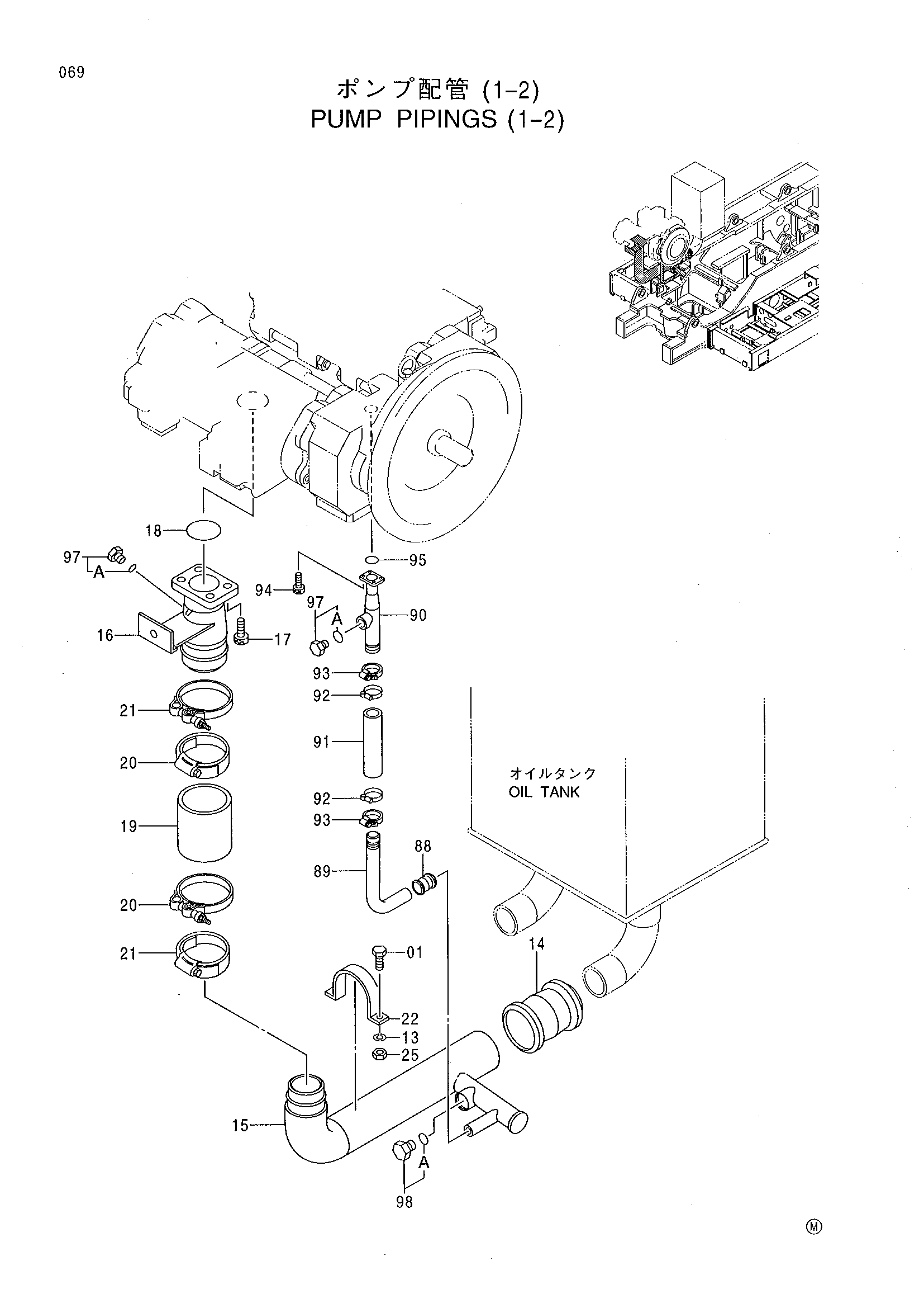Схема Насос трубопроводы (1-2) HITACHI CX1100