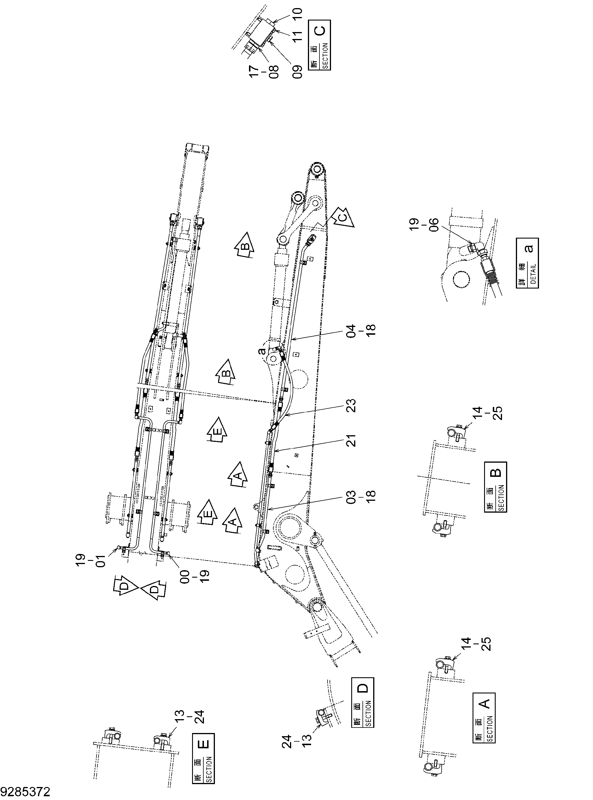 Схема Рукоять трубопроводы HITACHI ZX330-3