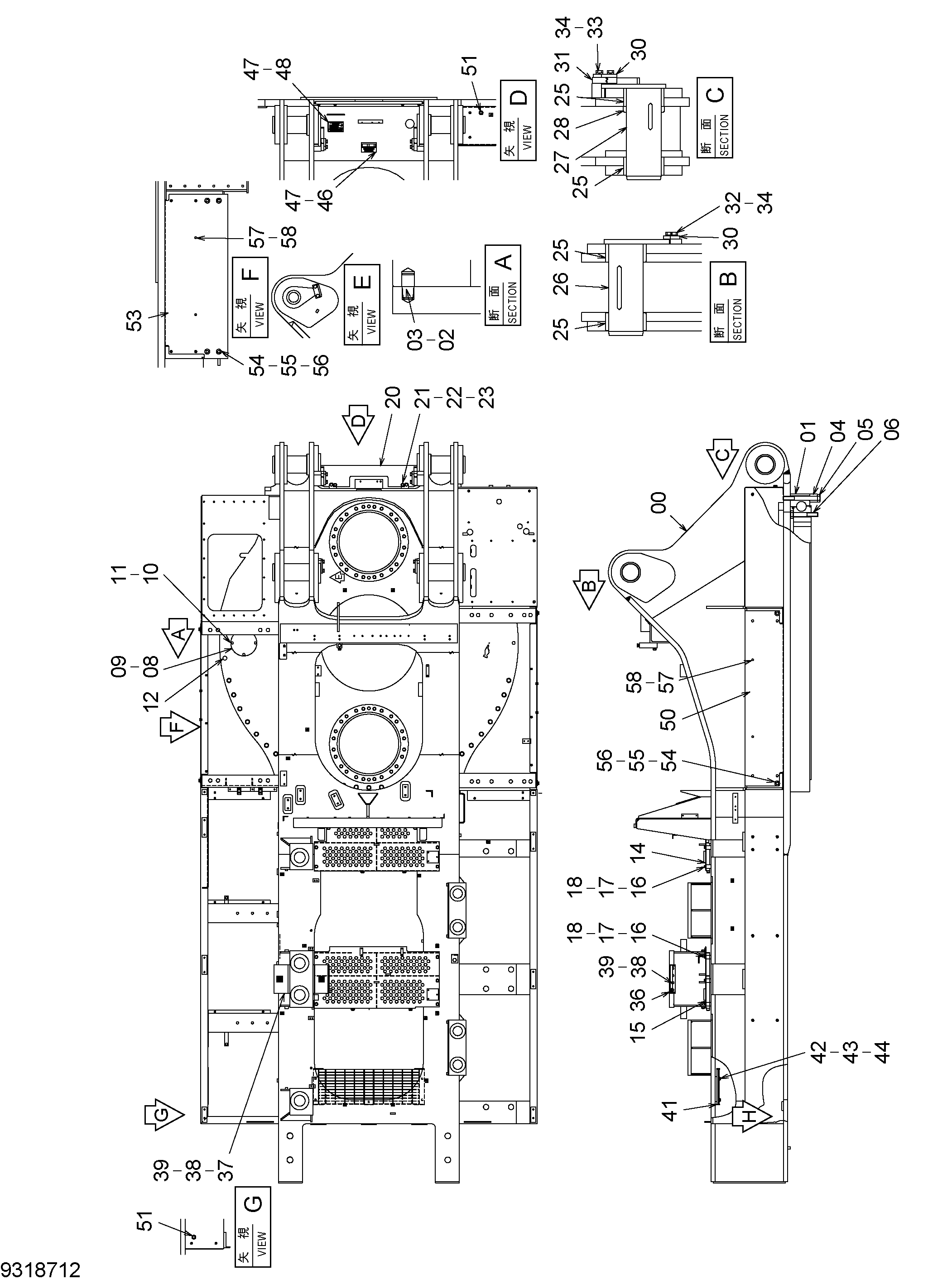 Схема Рама HITACHI EX1800-3