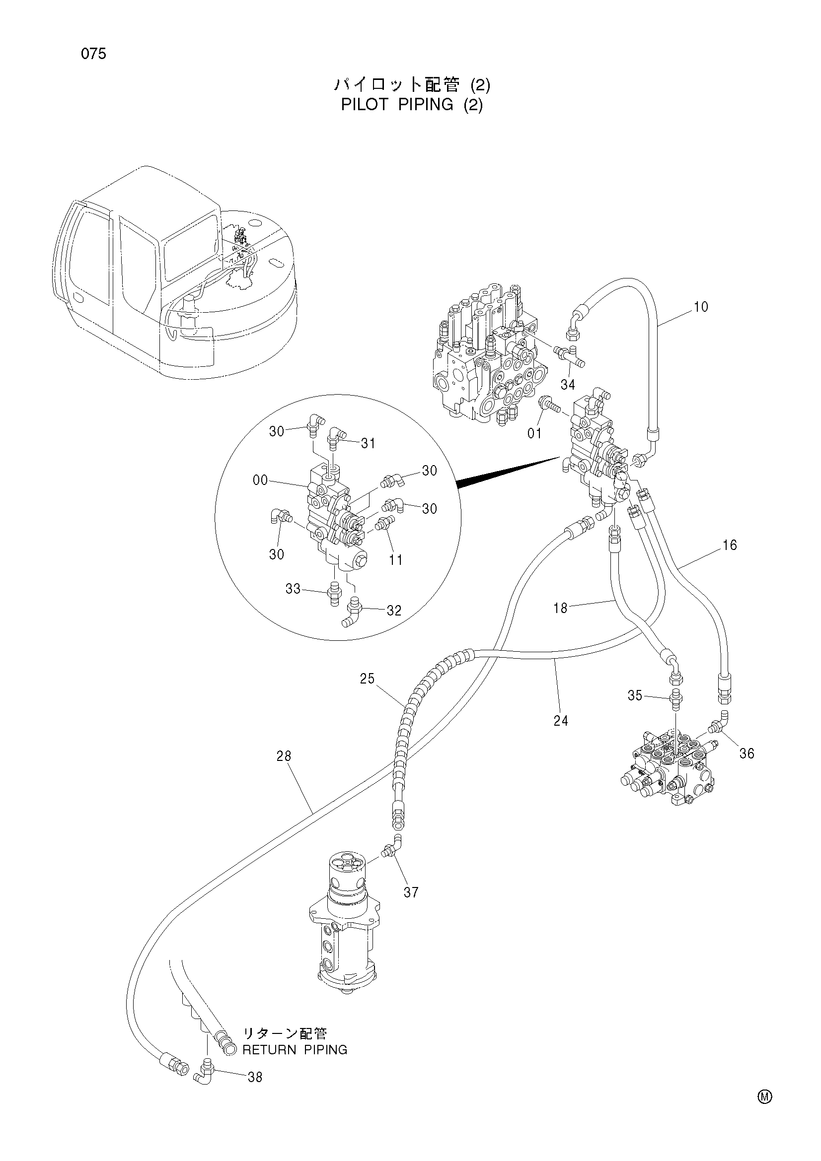 Схема Пилотные гидролинии (2) HITACHI ZX75US