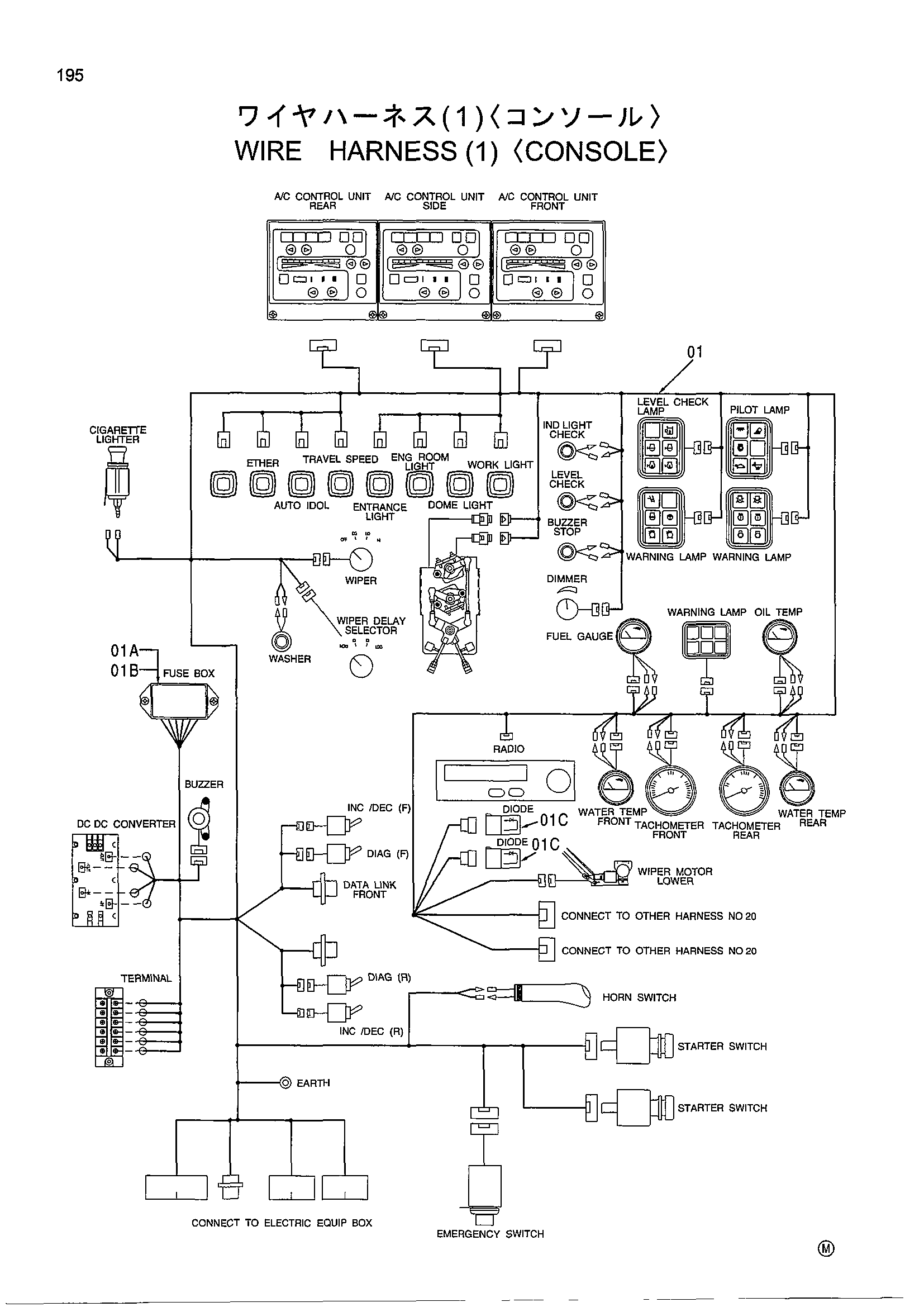 Схема Провод жгут проводов (1) <консоль> HITACHI EX1800-3