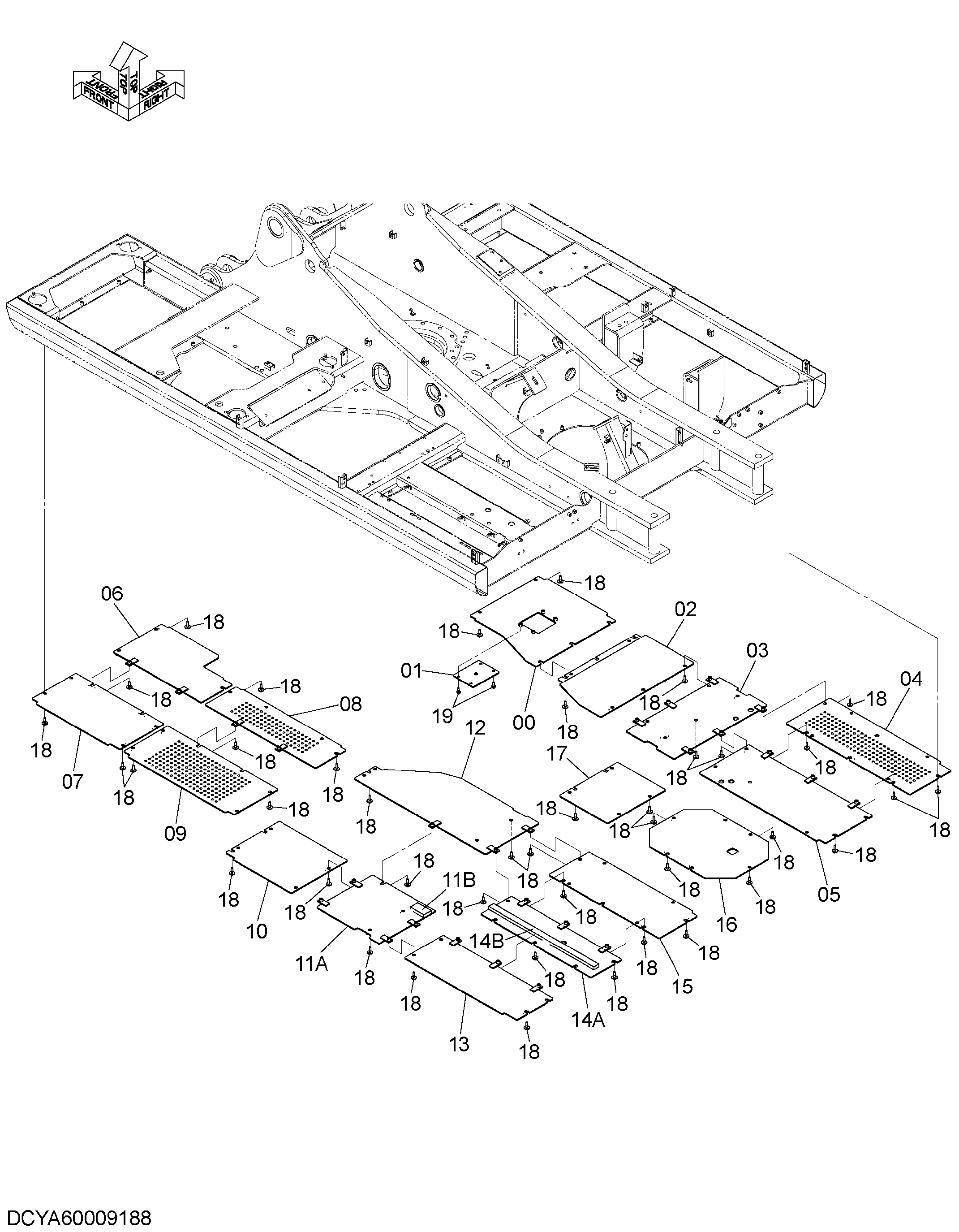 Схема Нижняя защита (t=6.0mm) HITACHI ZX280-5G