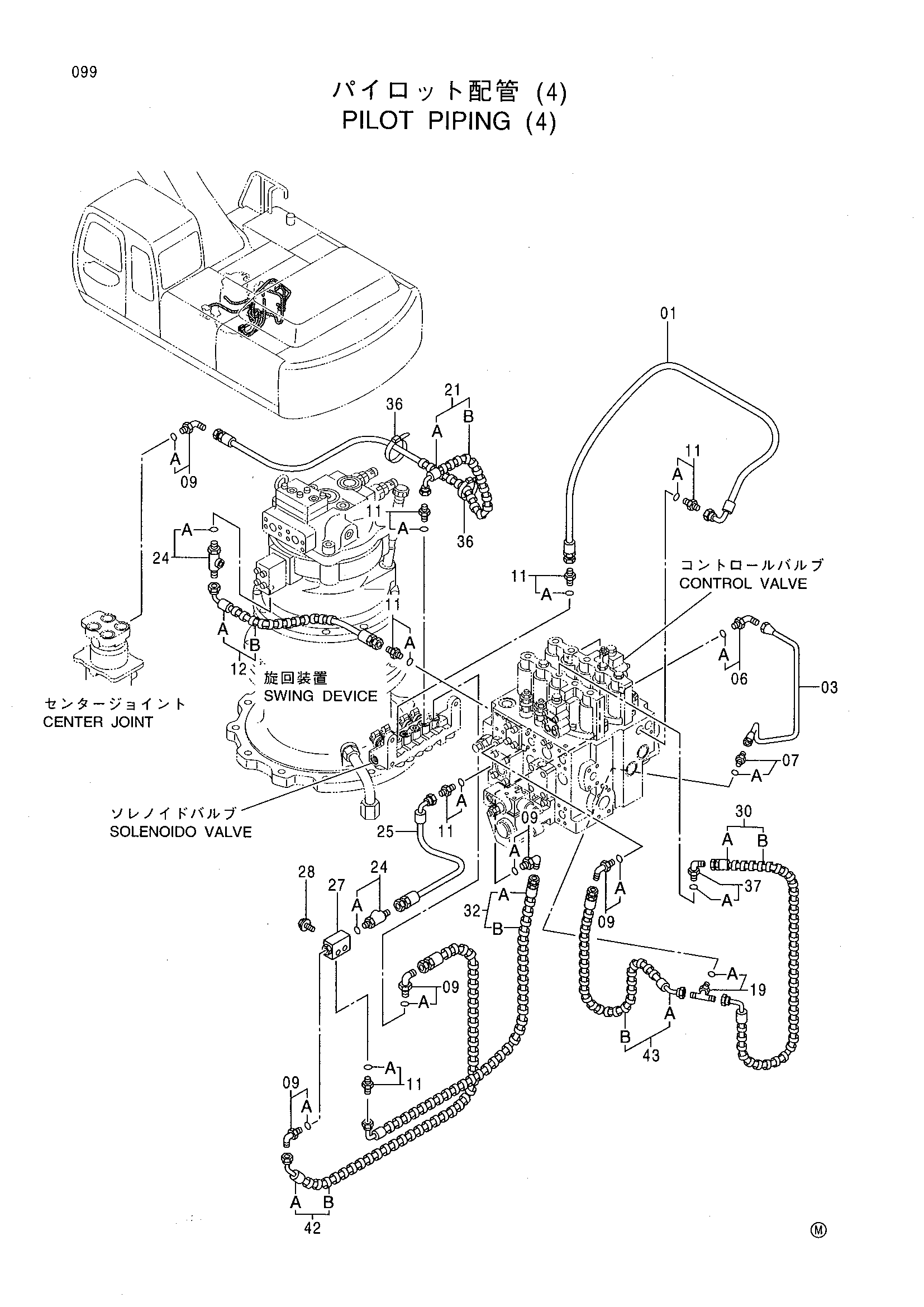 Схема Пилотные гидролинии (4) HITACHI EX300LCLL-5