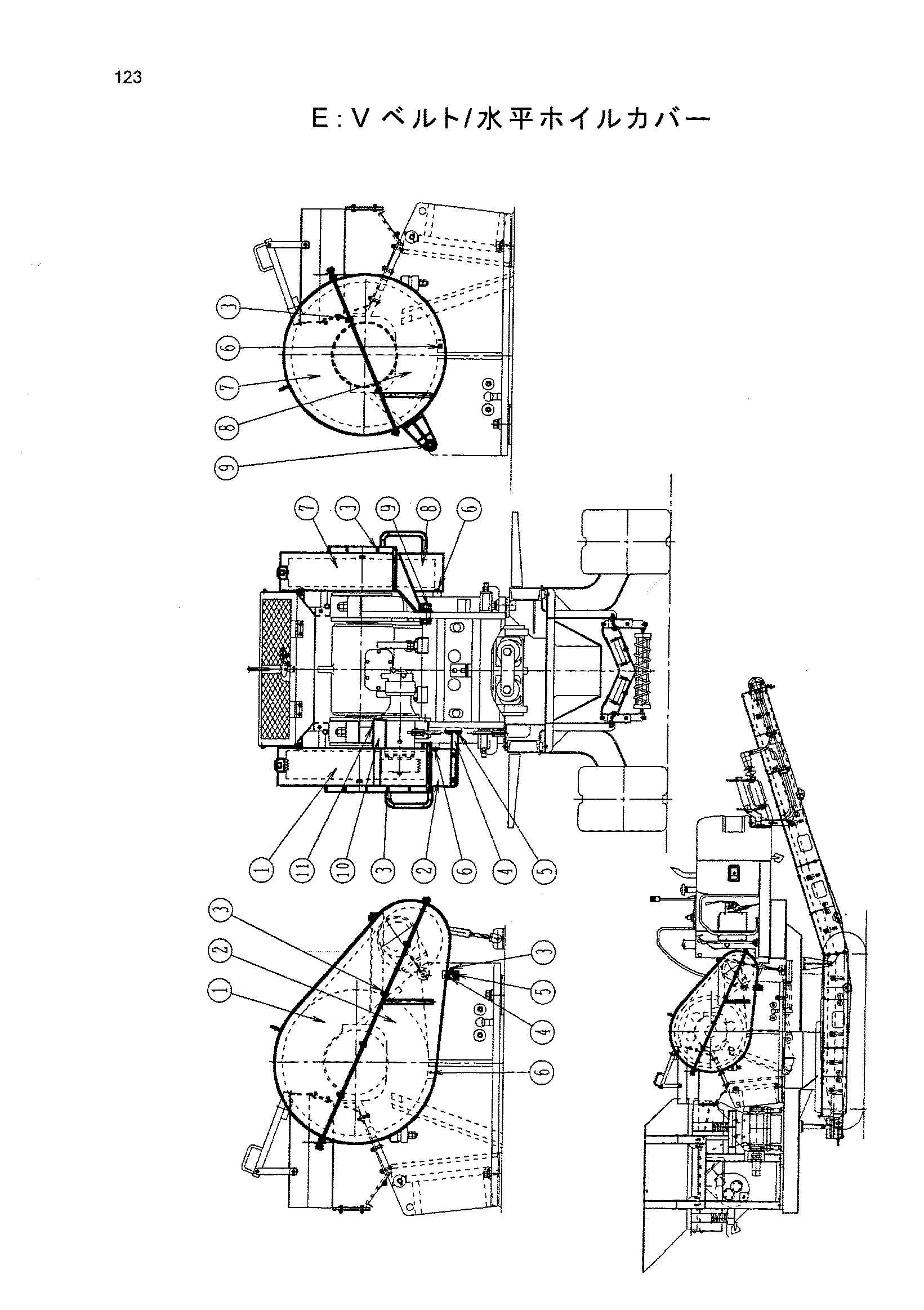 Схема В-белт/маховик крышка HITACHI HR240G
