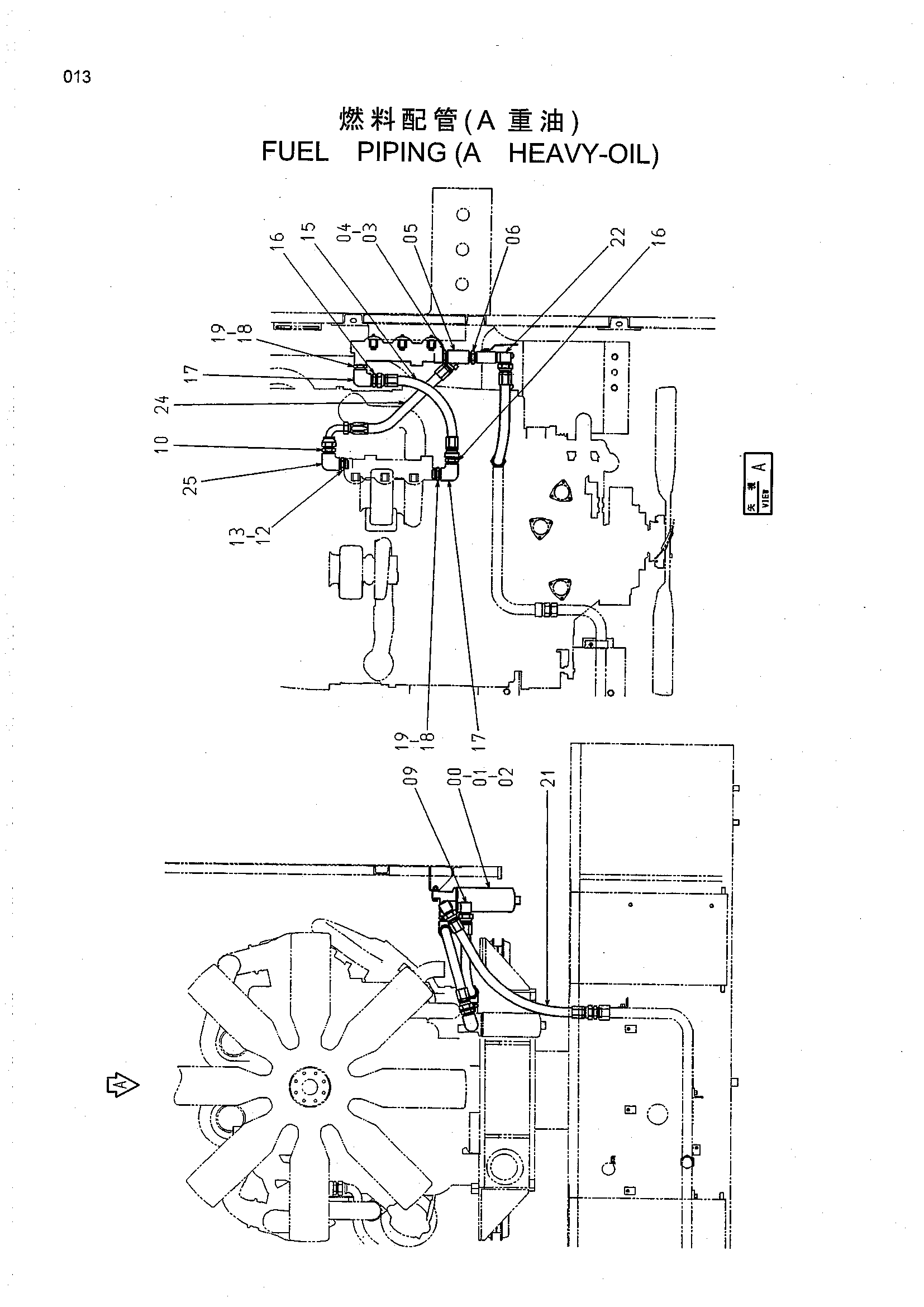 Схема Топливные трубопроводы (A хеавй-оил) HITACHI EX2500-5