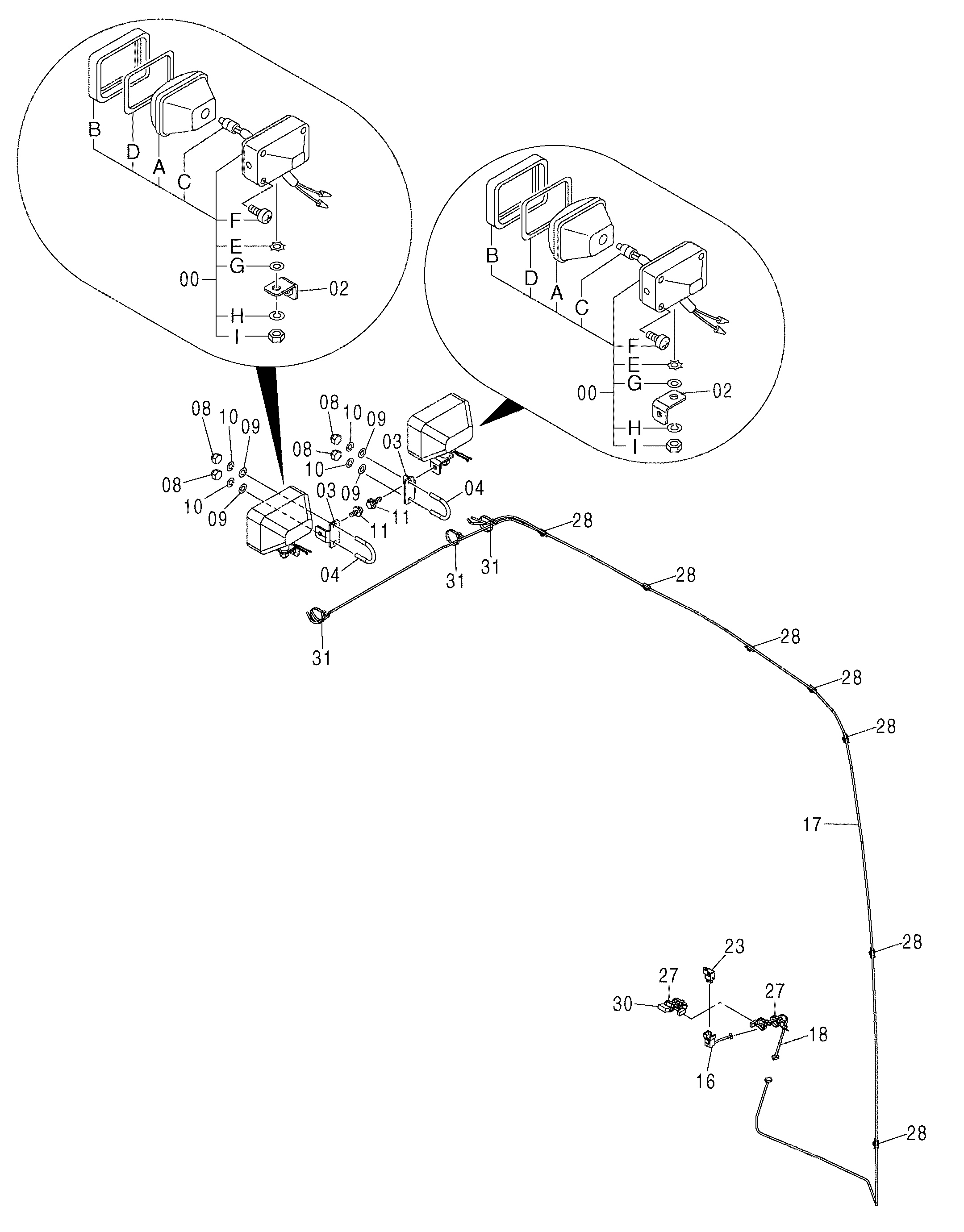 Схема Передний головка фонарь (2 фонарь) HITACHI ZX260LCH-3G