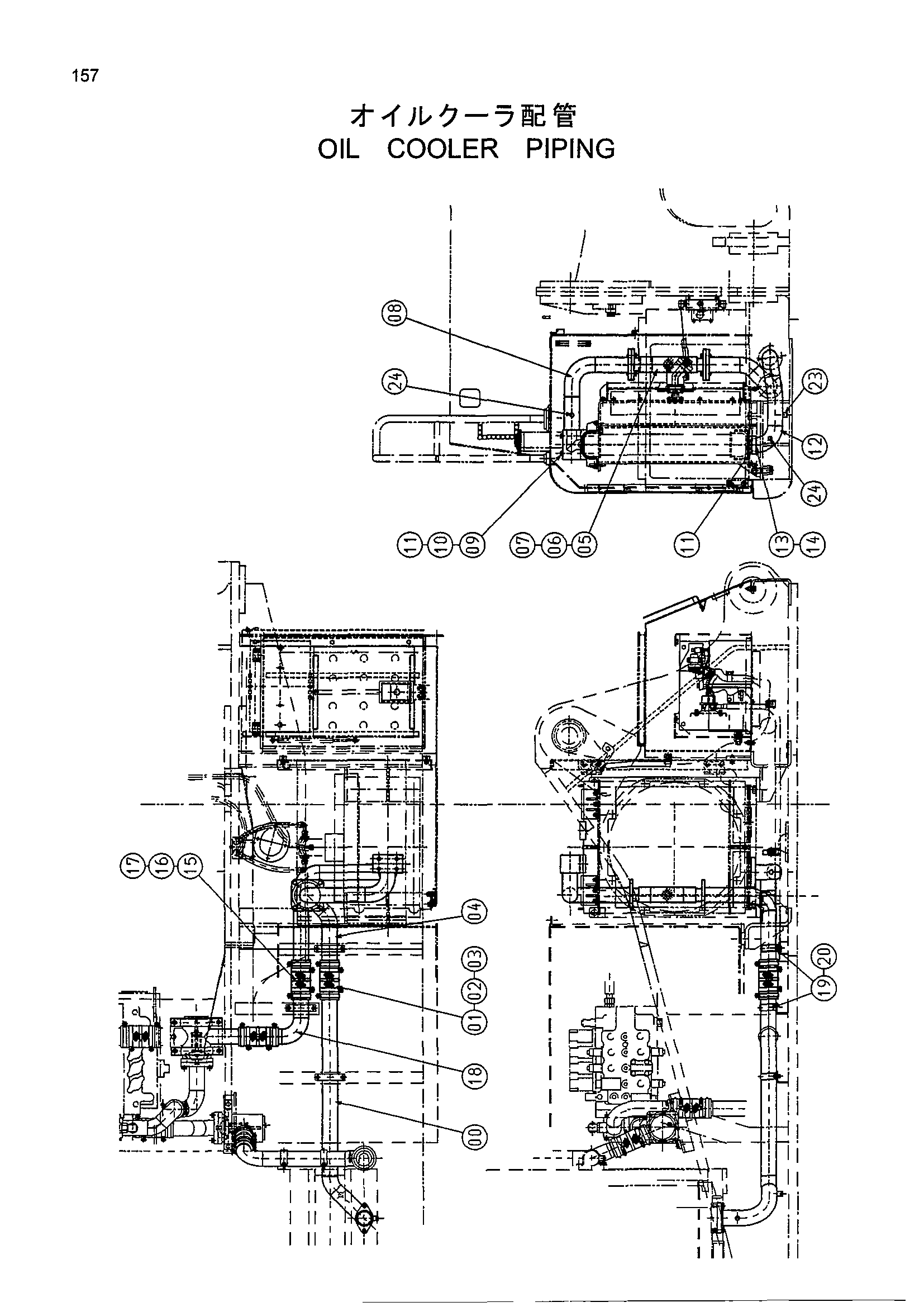 Схема Масляный радиатор трубопроводы HITACHI EX800H-5