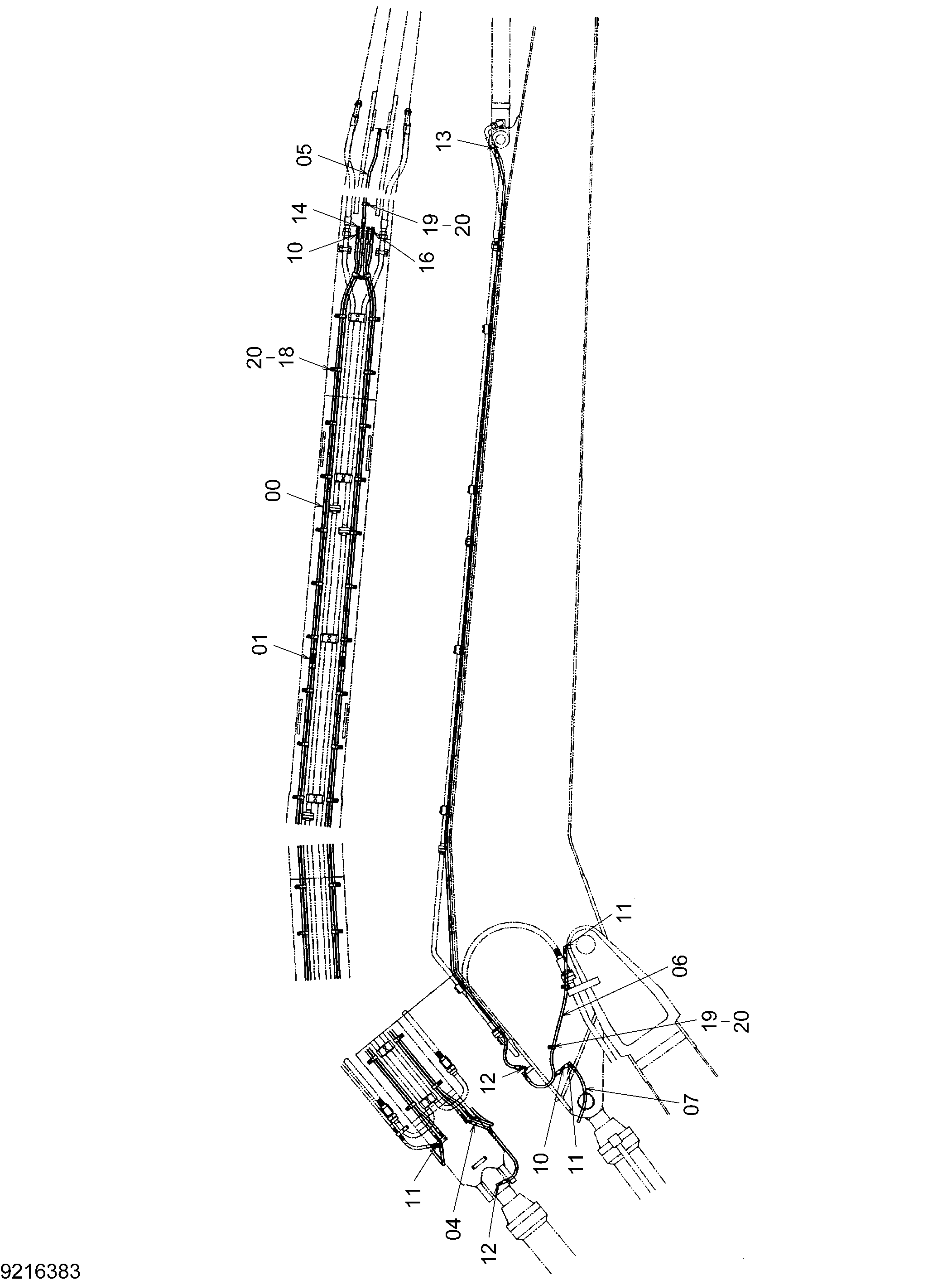 Схема Трубопроводы системы смазки (рукоять 8.5m) HITACHI ZX470H-3