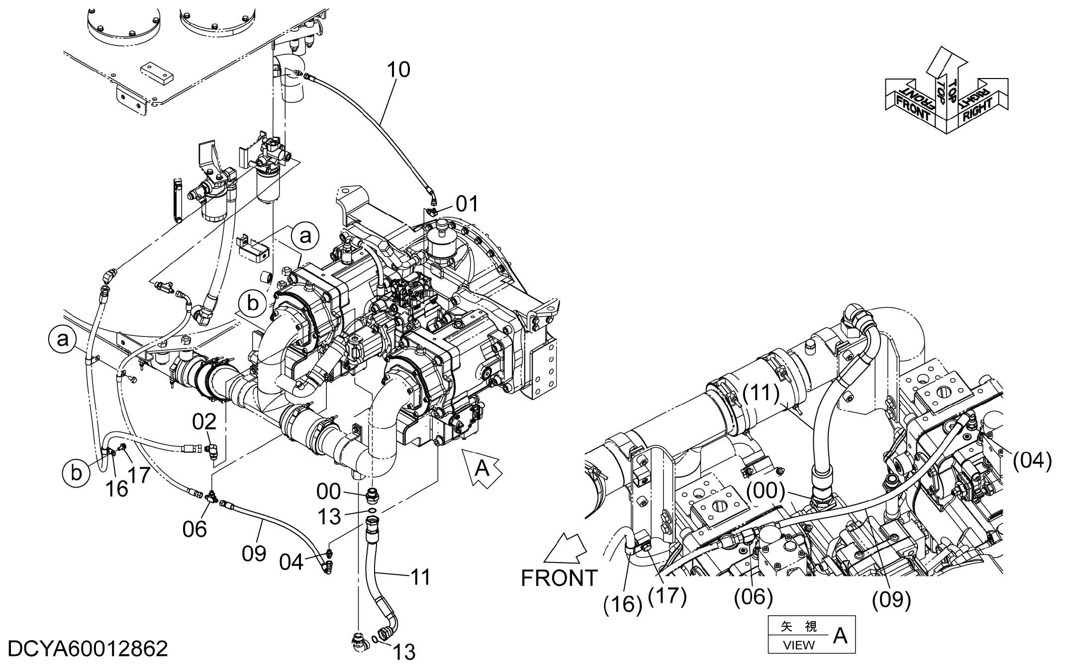 Схема Пилотные гидролинии (1) HITACHI ZX670LCR-5G